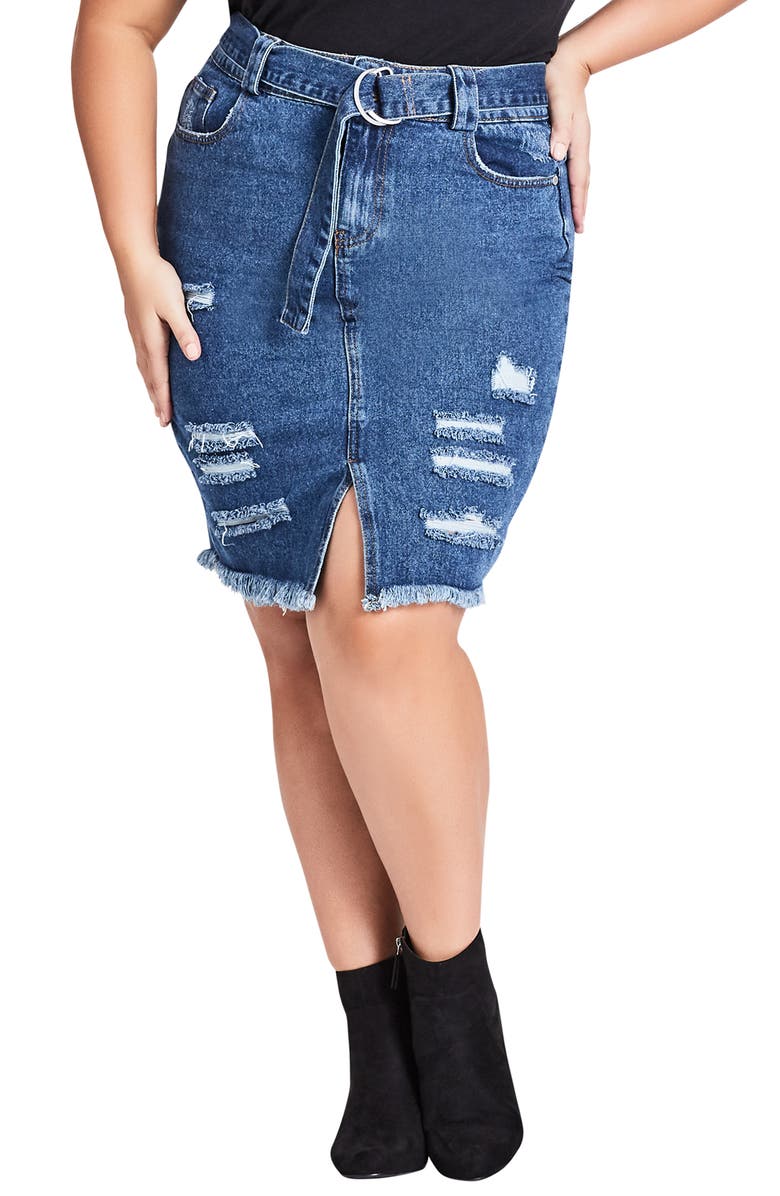 City Chic DISTRESSED DENIM SKIRT