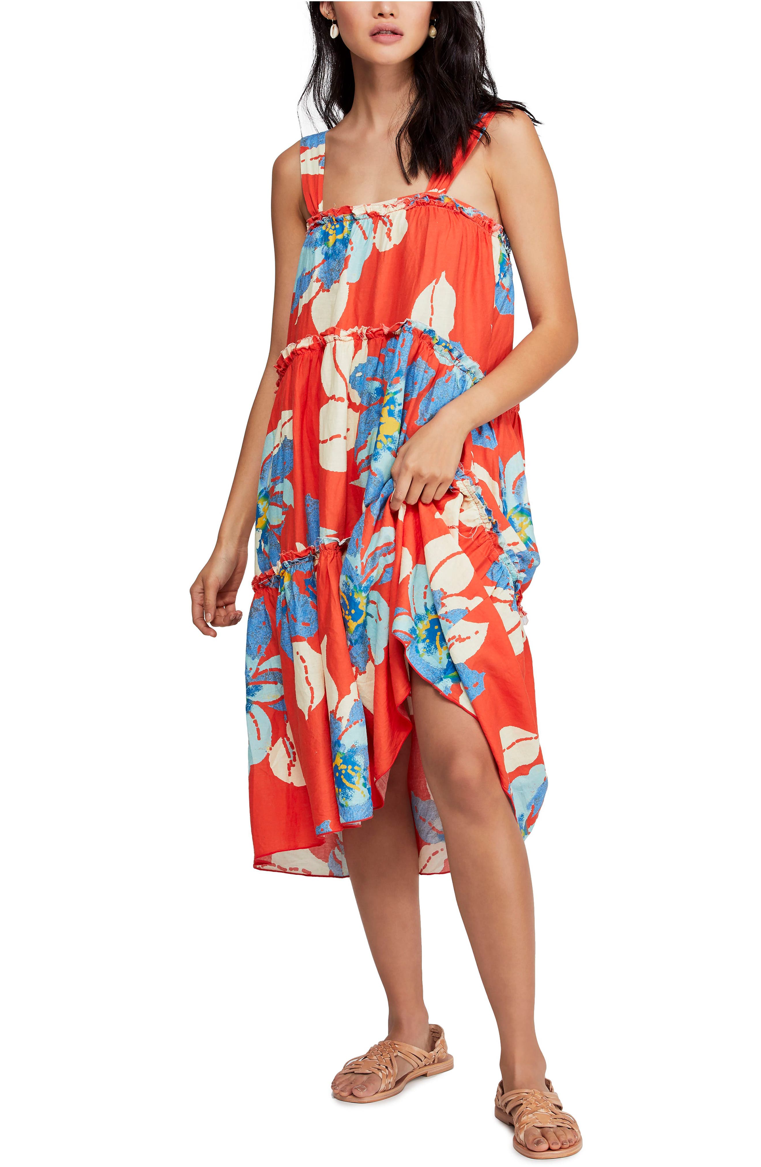 Free People Moonshine Midi Linen Blend Sundress, Orange