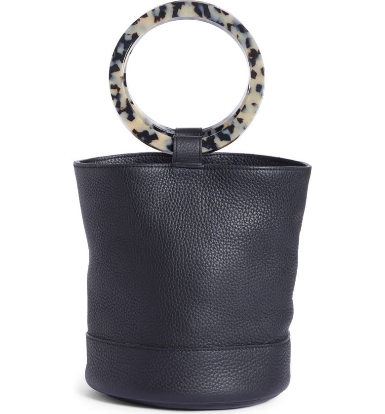 Simon Miller Bags BONSAI 20 PEBBLED LEATHER BUCKET BAG - BLACK