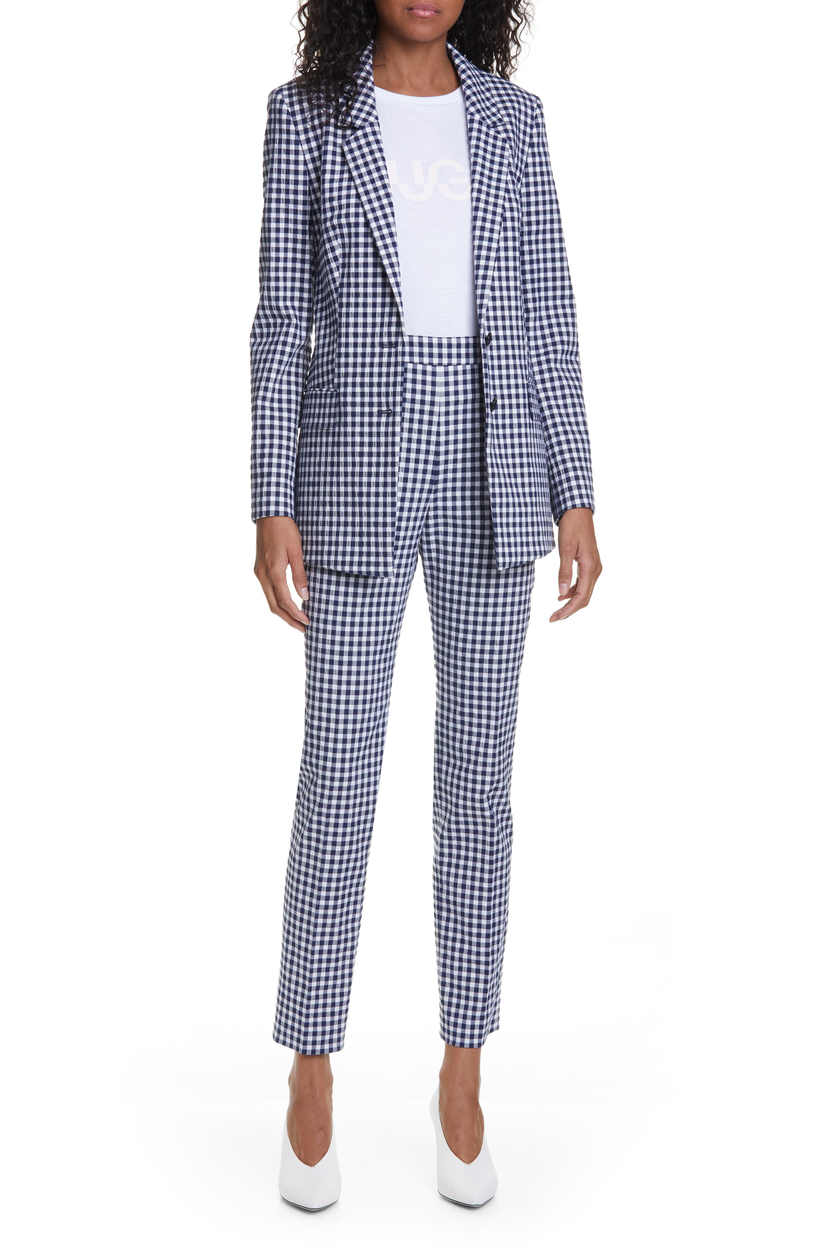 HUGO BOSS HELISY CHECK ANKLE TROUSERS