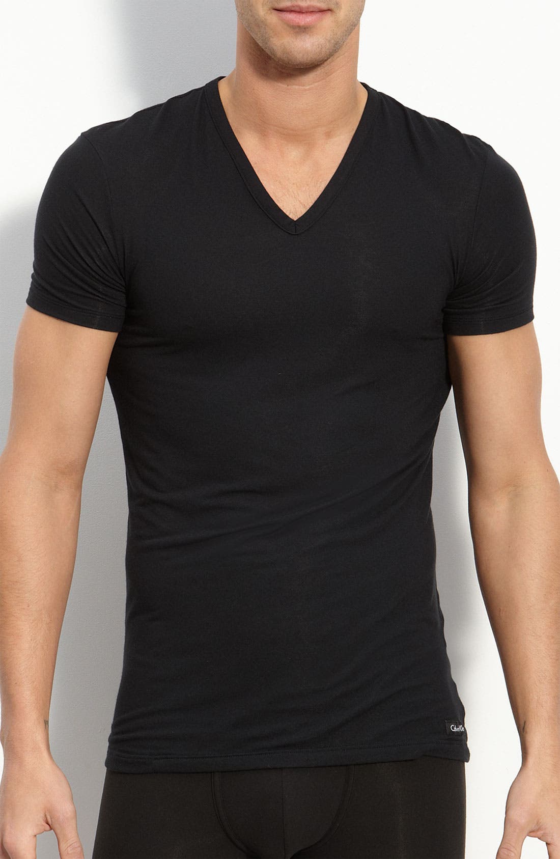 UPC 631620242206 product image for Calvin Klein 'U5563' V-Neck Micromodal T-Shirt Black Large | upcitemdb.com