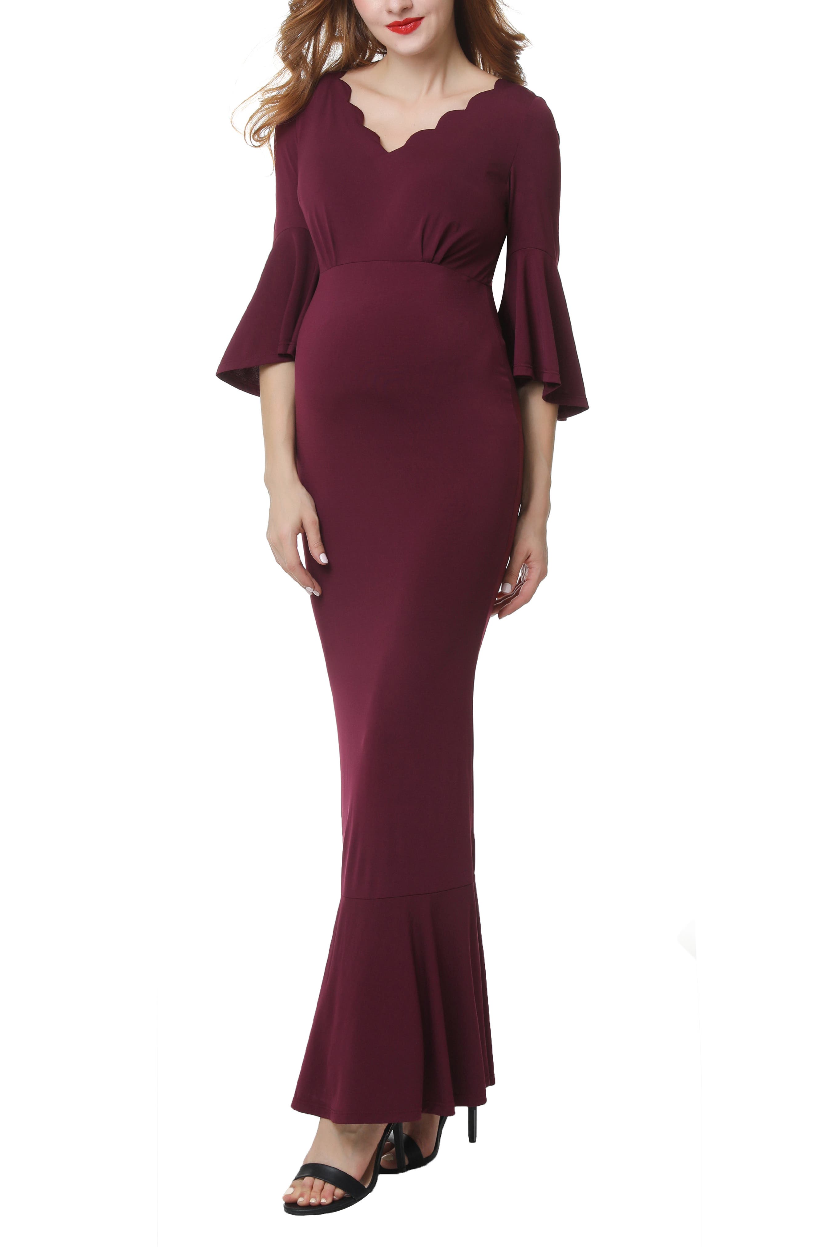 Kimi And Kai Maisie Scalloped Maternity Mermaid Dress, Pink