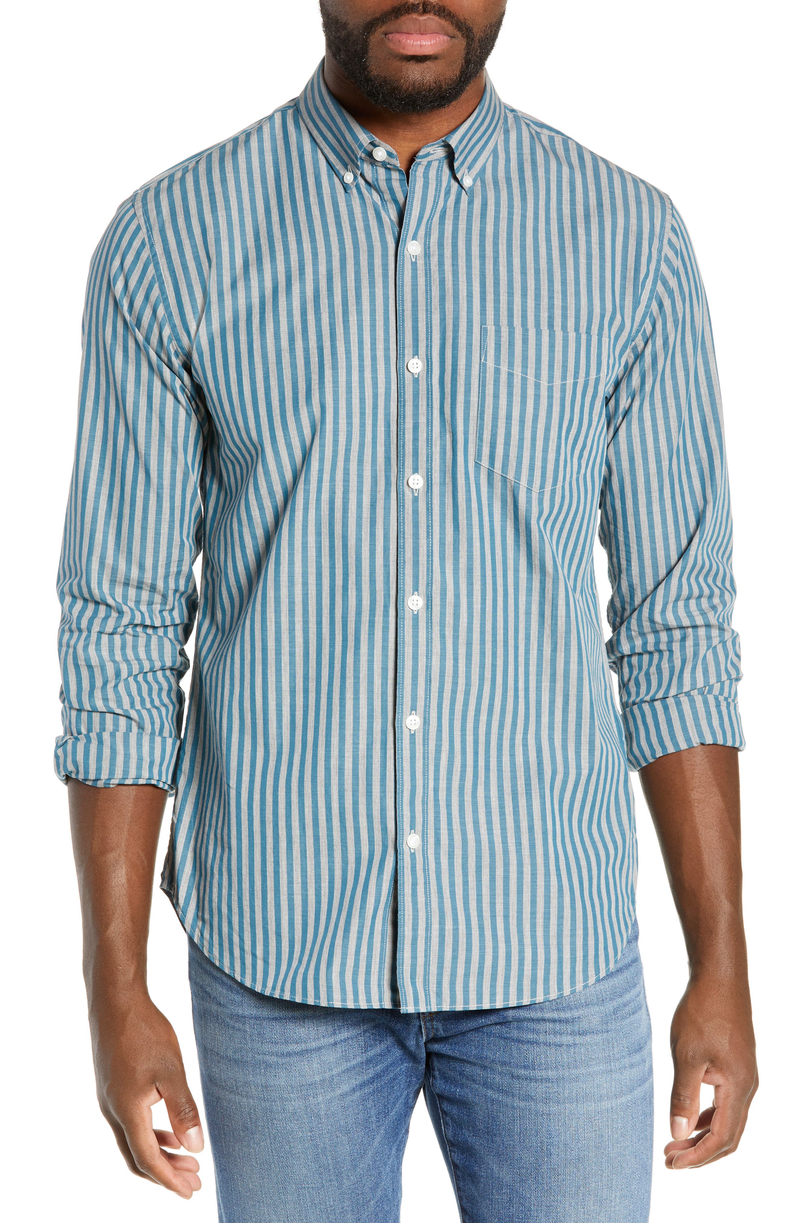 Bonobos Washed Button Down Slim Fit Stripe Sport Shirt Nordstrom