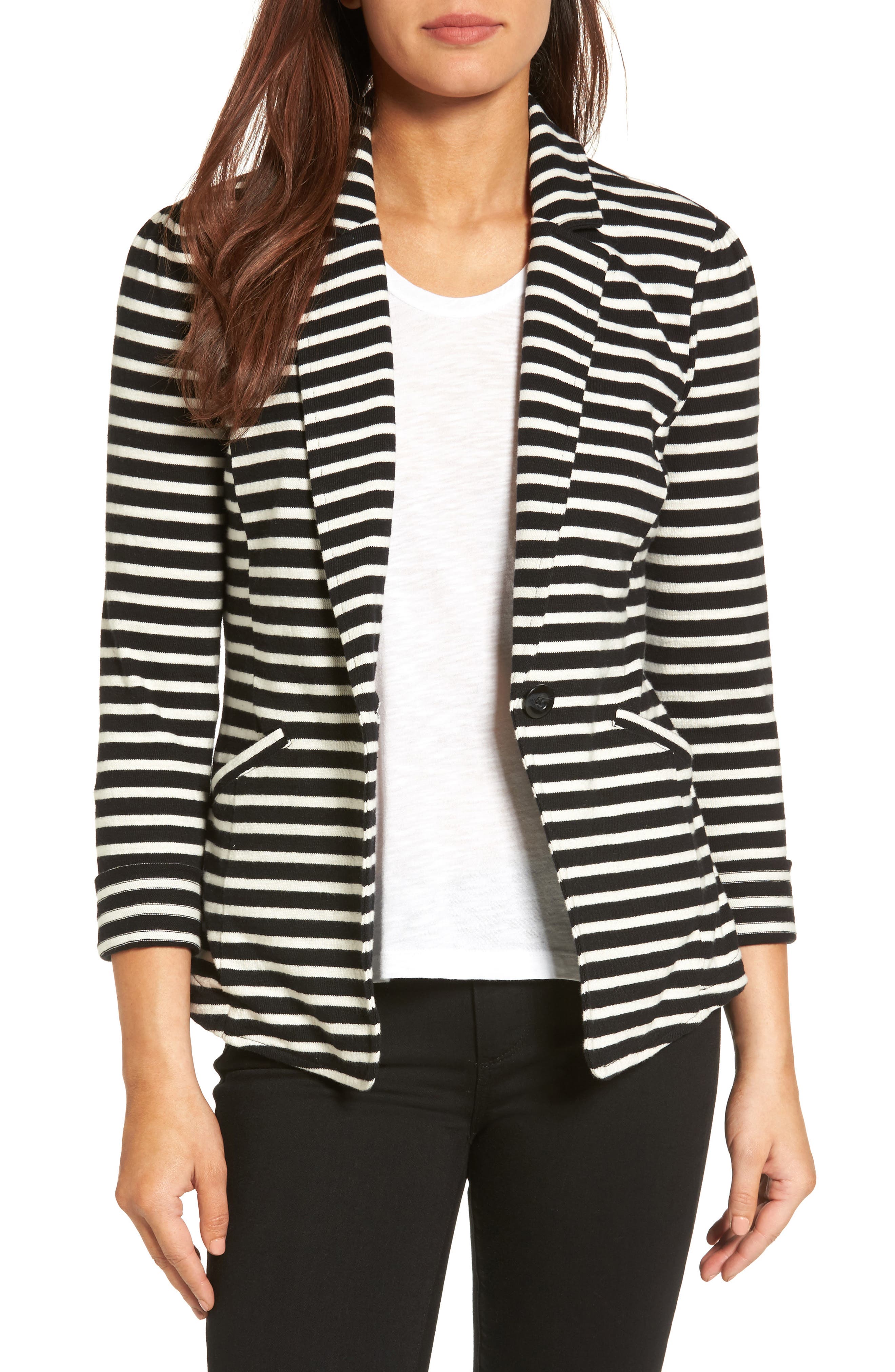 Caslon® Knit One-Button Blazer (Petite) | Nordstrom