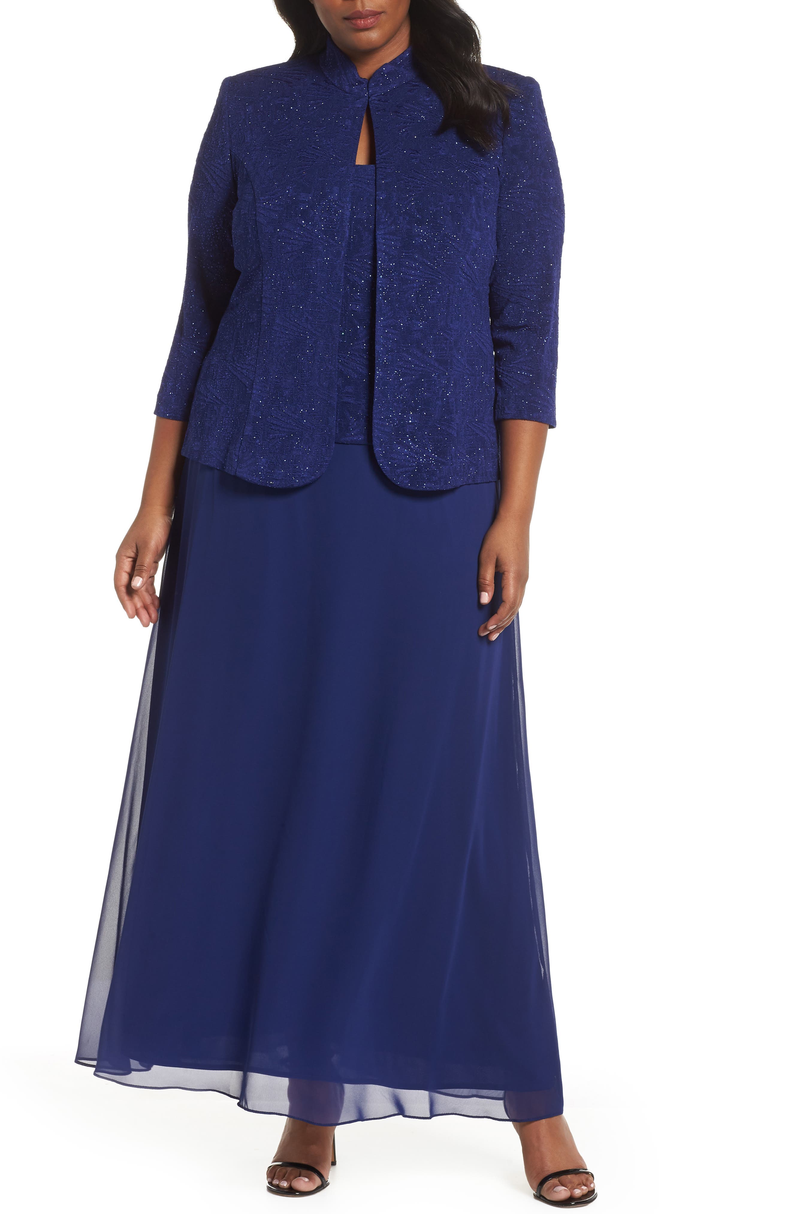 Plus Size Alex Evenings Lace & Chiffon Gown With Jacket