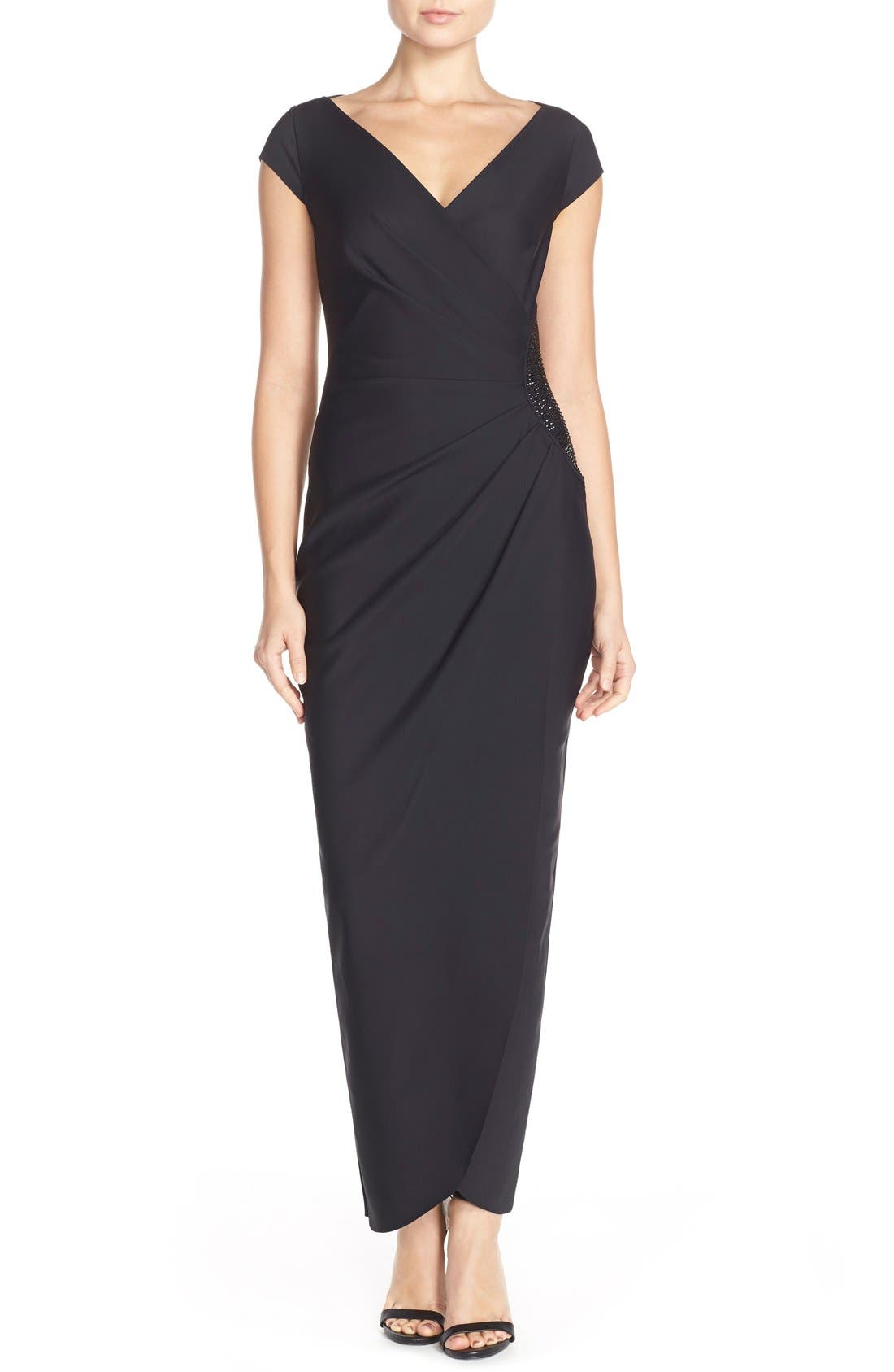 Alex Evenings Embellished Jersey Column Gown, Black
