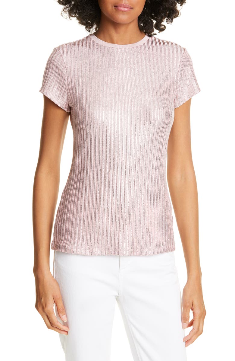 TED BAKER Catrino Fitted Metallic Tee,WMB-CATRINO-WH9W
