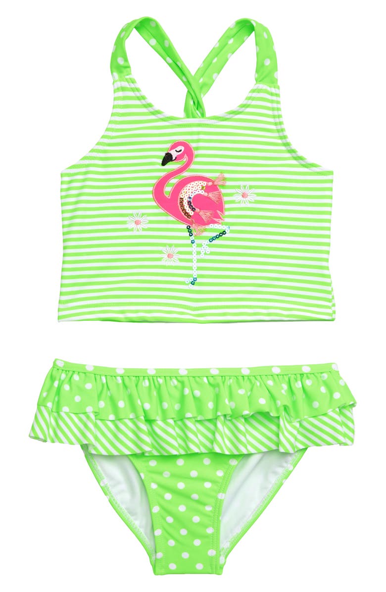 Flapdoodles Flamingo Tankini Two-Piece Swimsuit (Toddler Girls & Little ...
