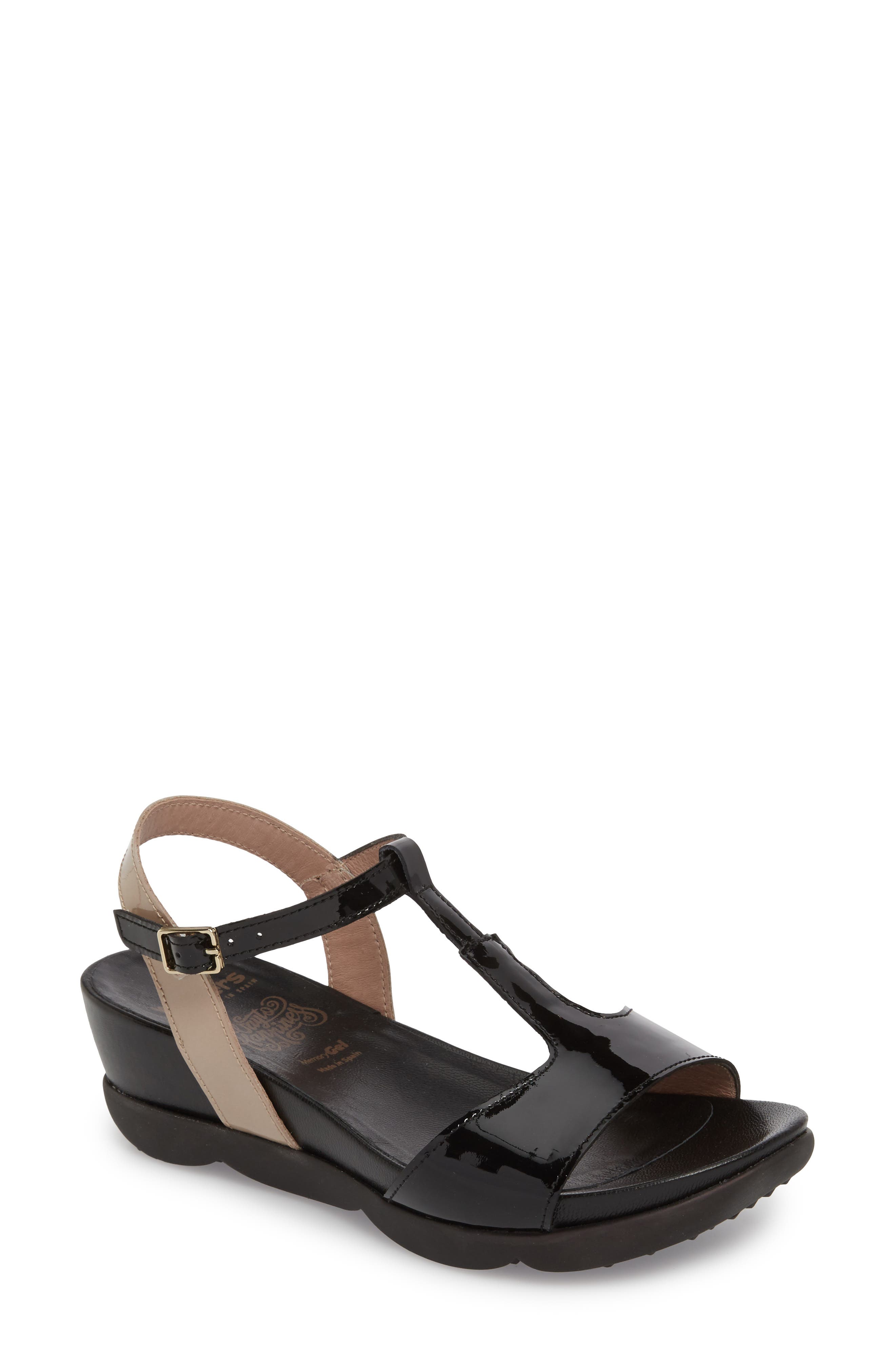 Wonders Wedge Sandal, Black
