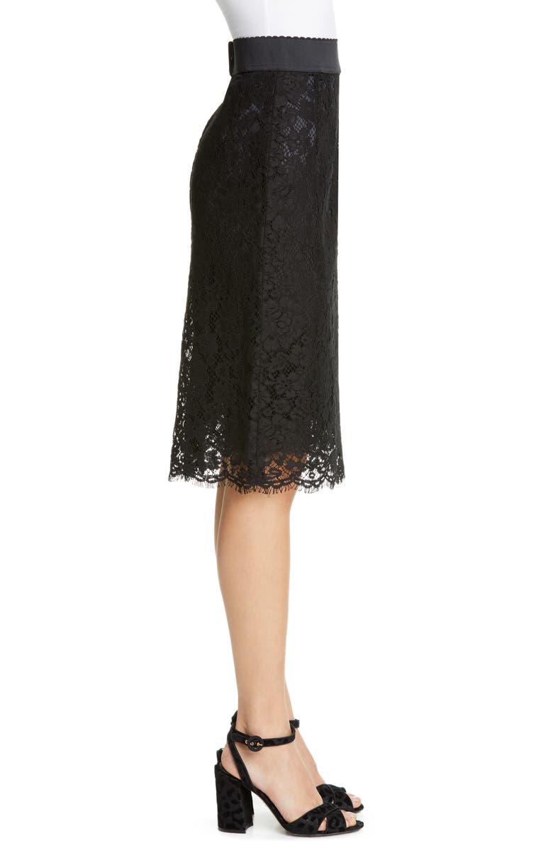 Dolce & Gabbana Floral-Lace Pencil Skirt In Black