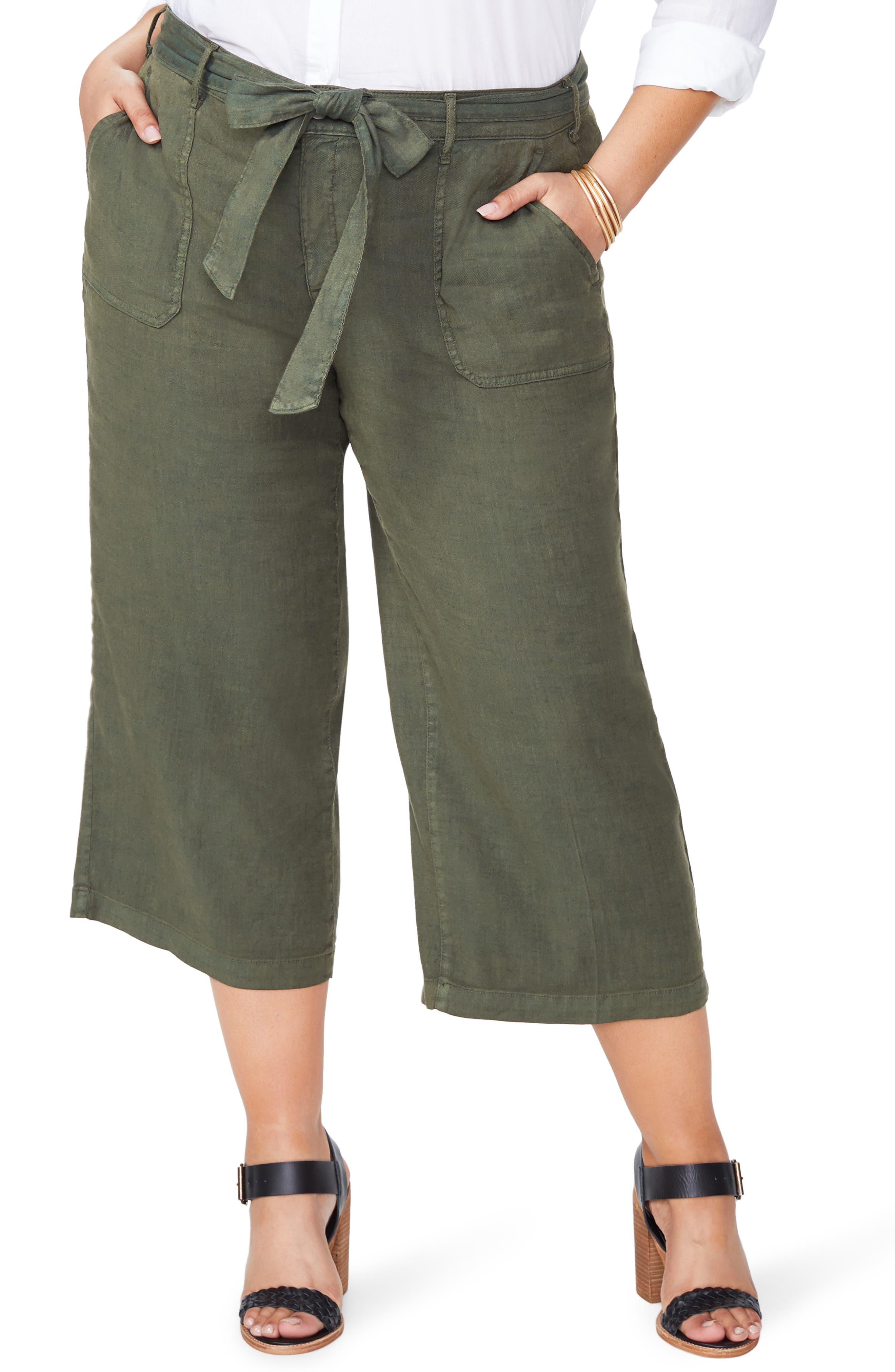 Plus Size Nydj Fashion Cargo Capri Pants, Green