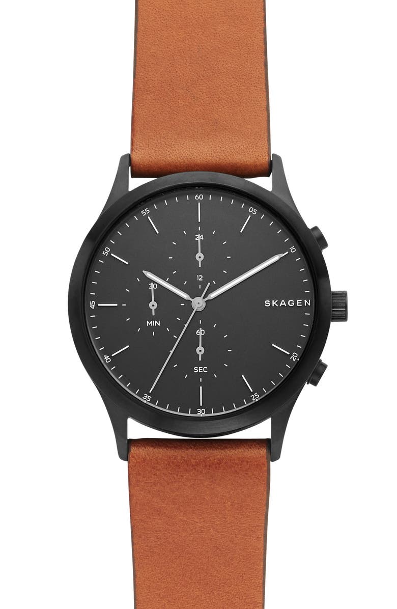 Skagen Jorn Chronograph Leather Strap Watch, 41mm | Nordstrom