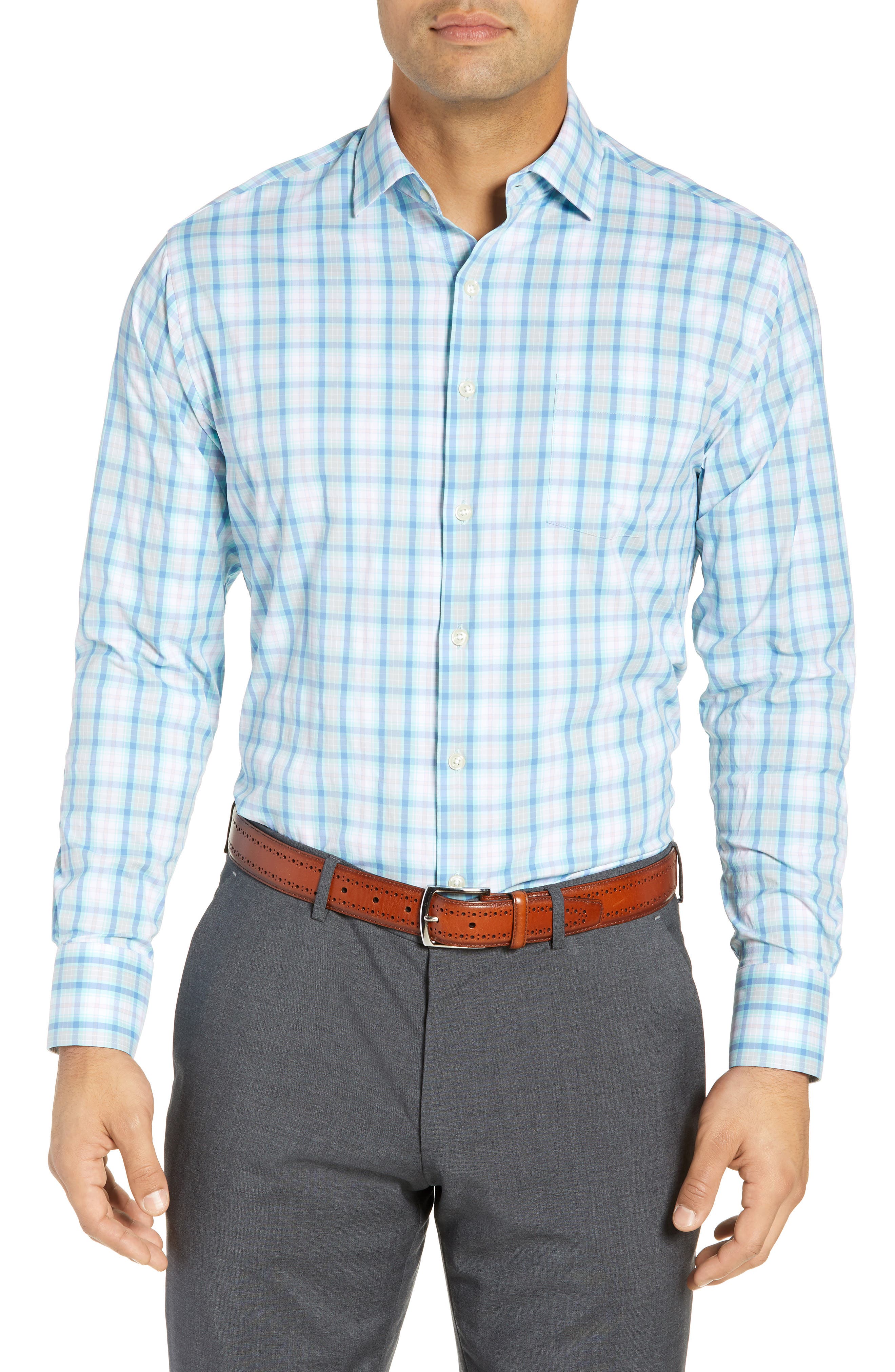 Peter Millar Regular Fit Plaid Performance Sport Shirt Nordstrom