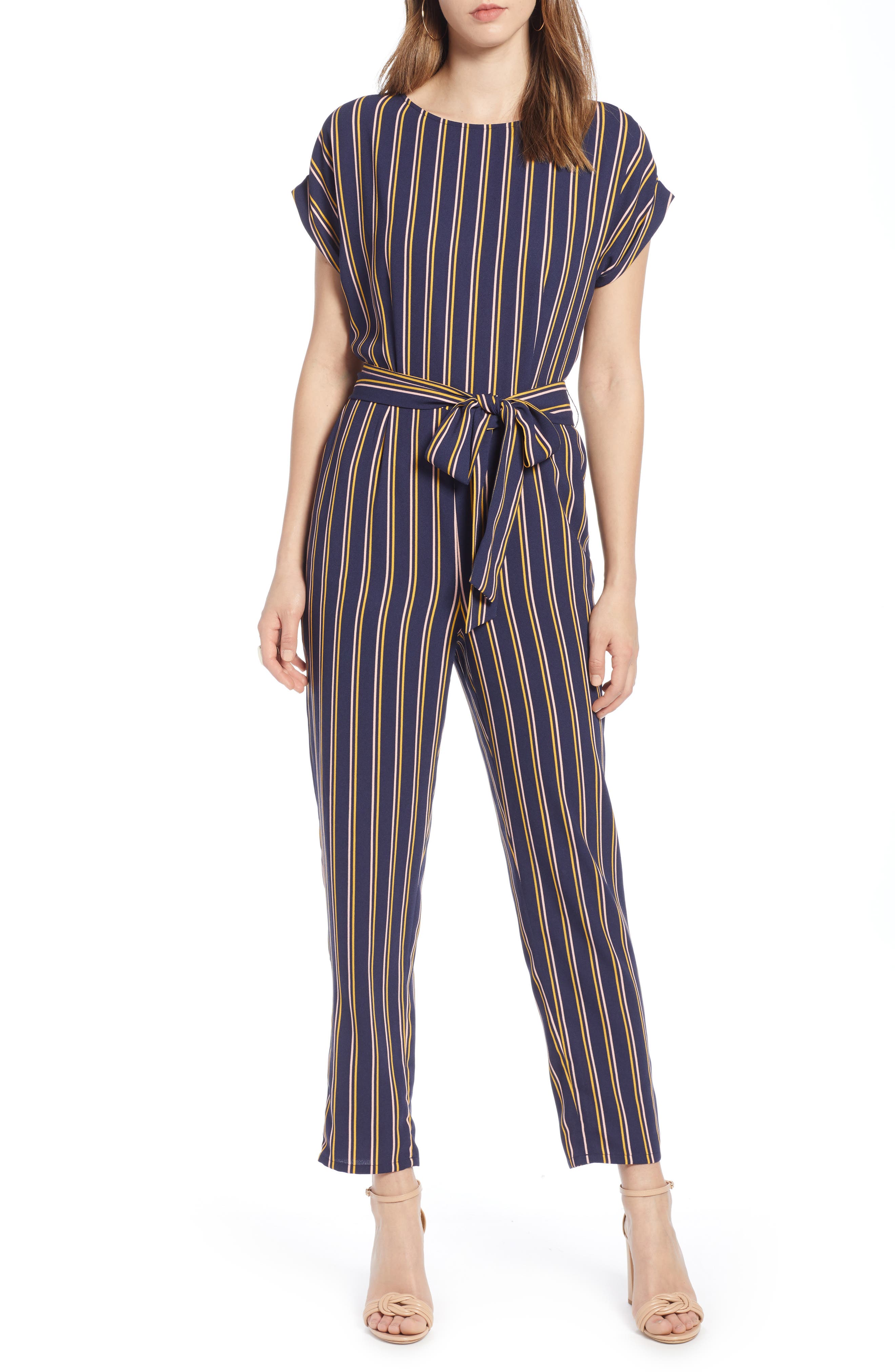 Petite Halogen Short Sleeve Jumpsuit, Blue