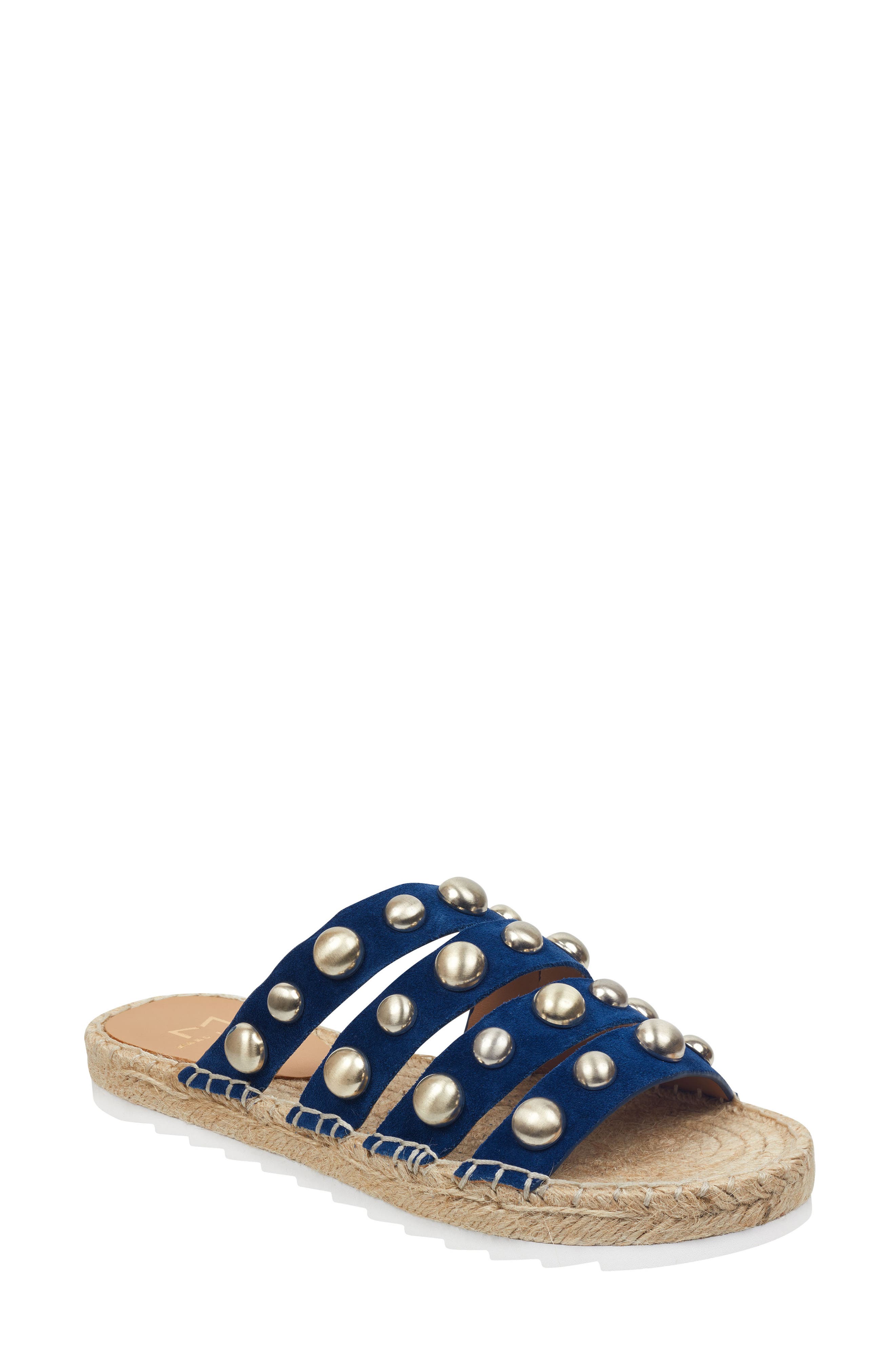 Marc Fisher Ltd Brandie Strappy Studded Slide Sandal, Blue
