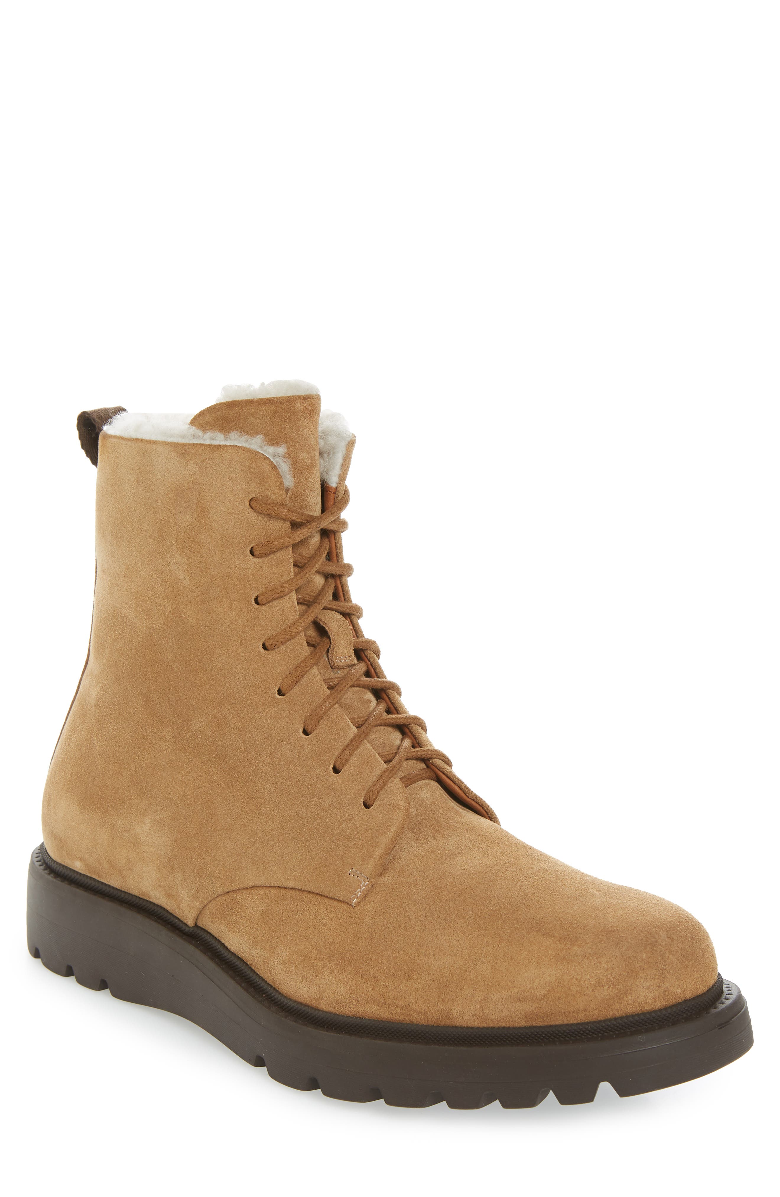 Aquatalia Charles Genuine Shearling Water Resistant Hiking Boot, Brown