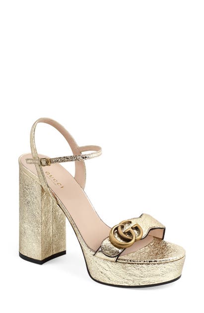 Click to view more detailed imagery on our partner's website Gucci Gg Marmont Platform Sandal In Platino