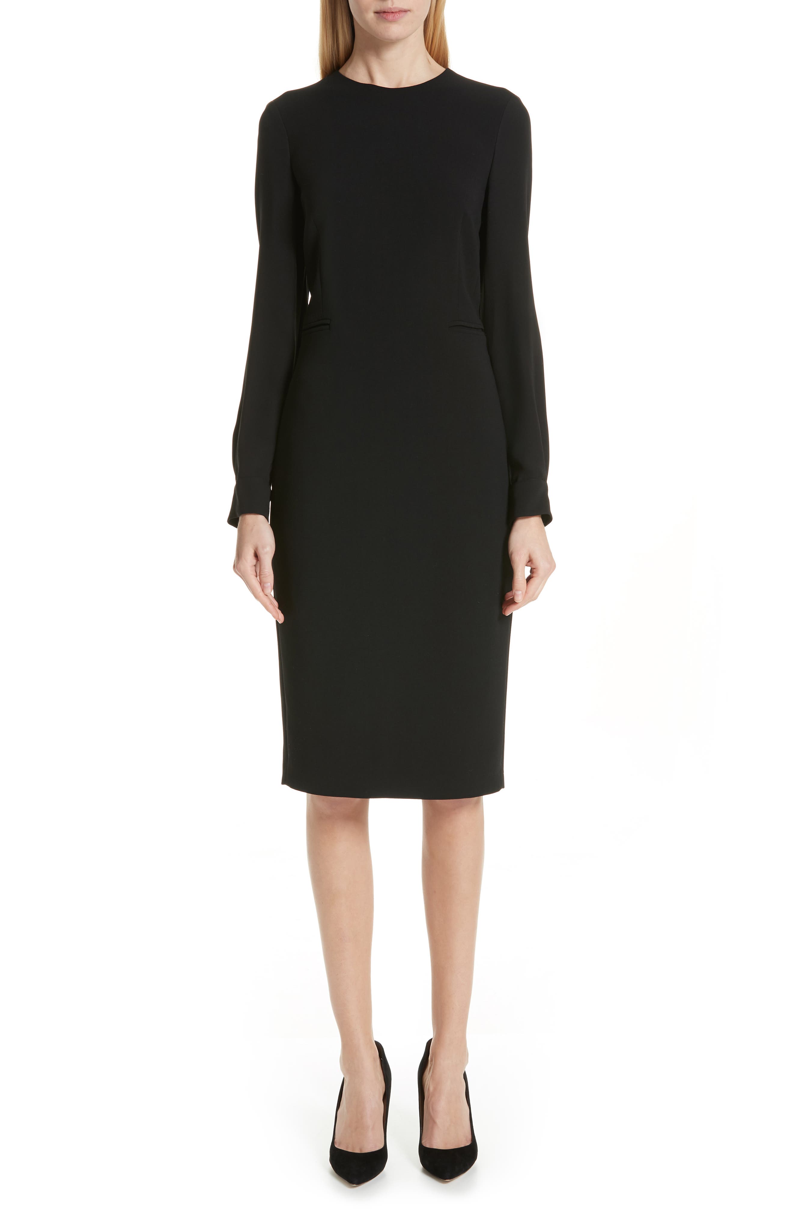 Max Mara Ottelia Stretch Wool Sheath Dress, Black