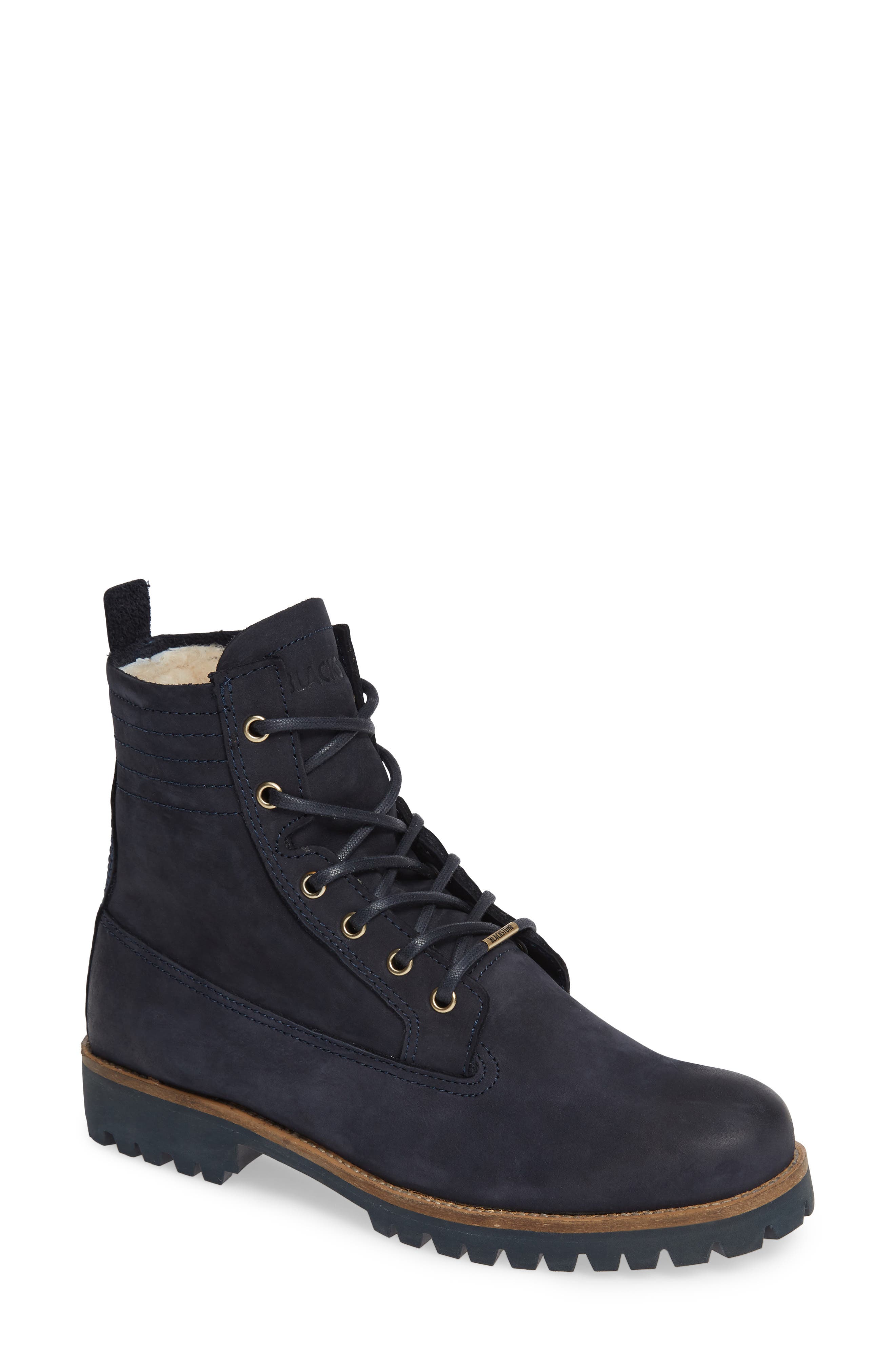 Blackstone Ol22 Lace-Up Boot With Genuine Shearling Lining Blue