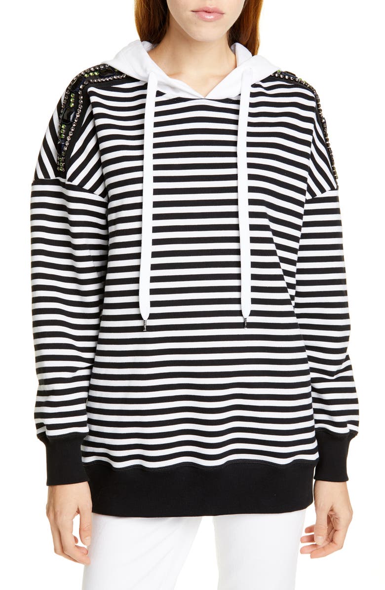 N°21 Tops N DEGREE21 STRIPE EMBELLISHED SHOULDER HOODIE
