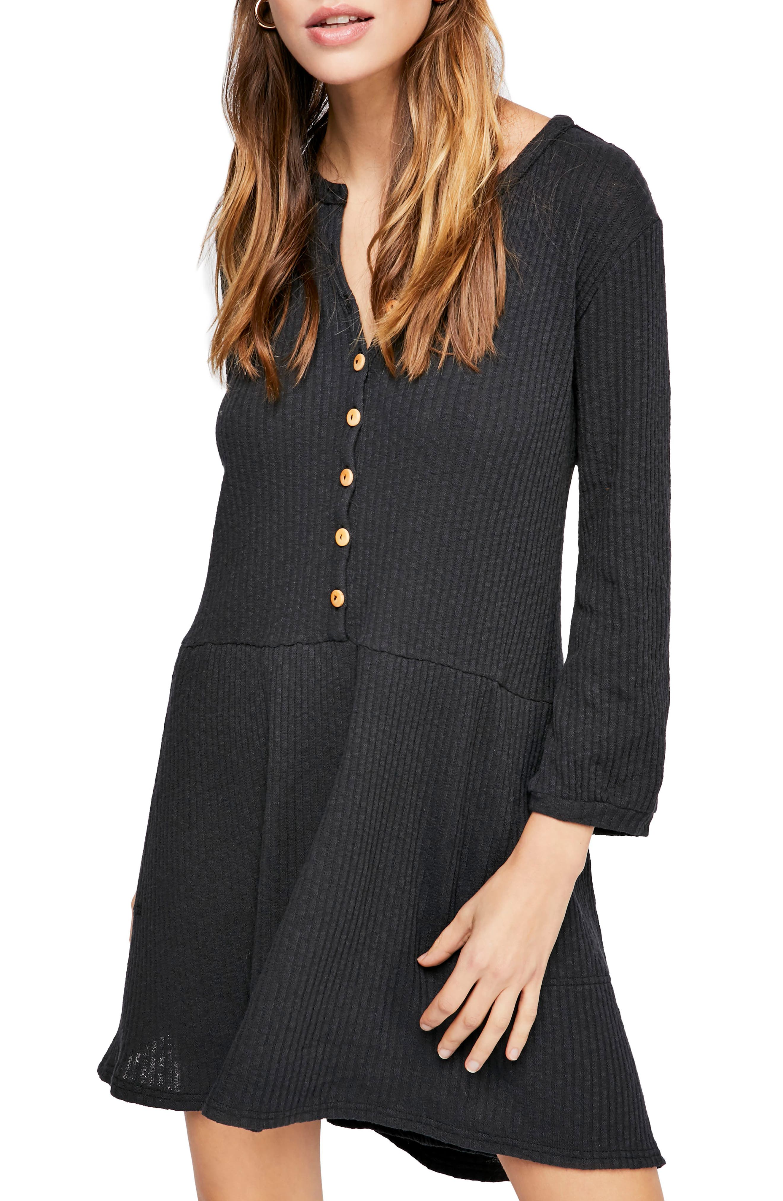Endless Summer By Free People Blossom Stretch Cotton Dress, Black