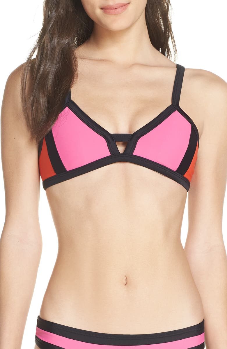 Pilyq Tops COLORBLOCK HALTER BIKINI TOP