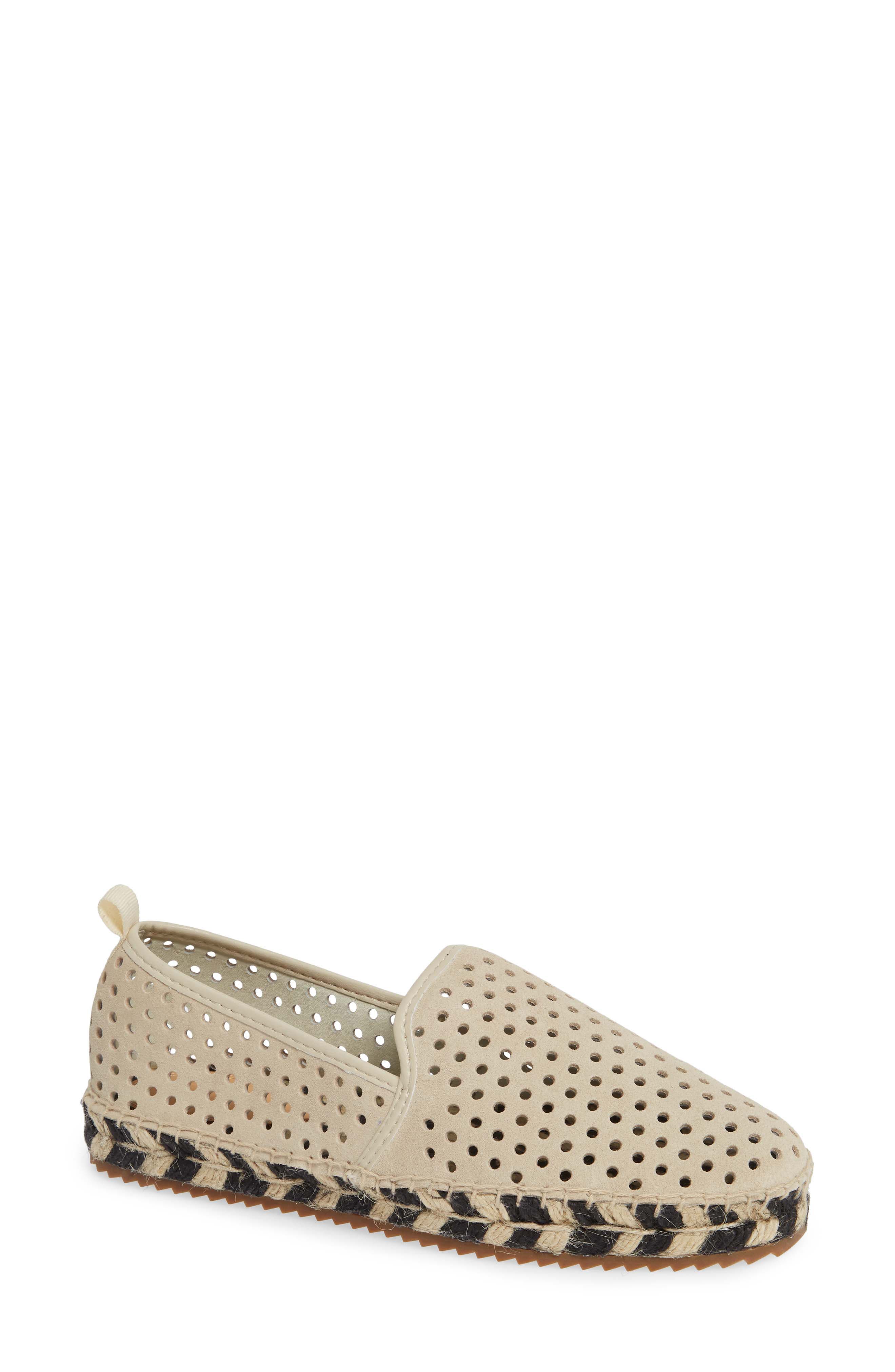 Bill Blass Sutton Perforated Espadrille Flat, Beige