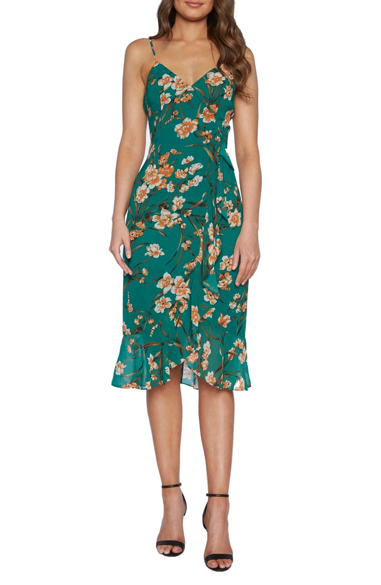 BARDOT Malika Floral Print Dress, Main, color, ORANGE FLORAL