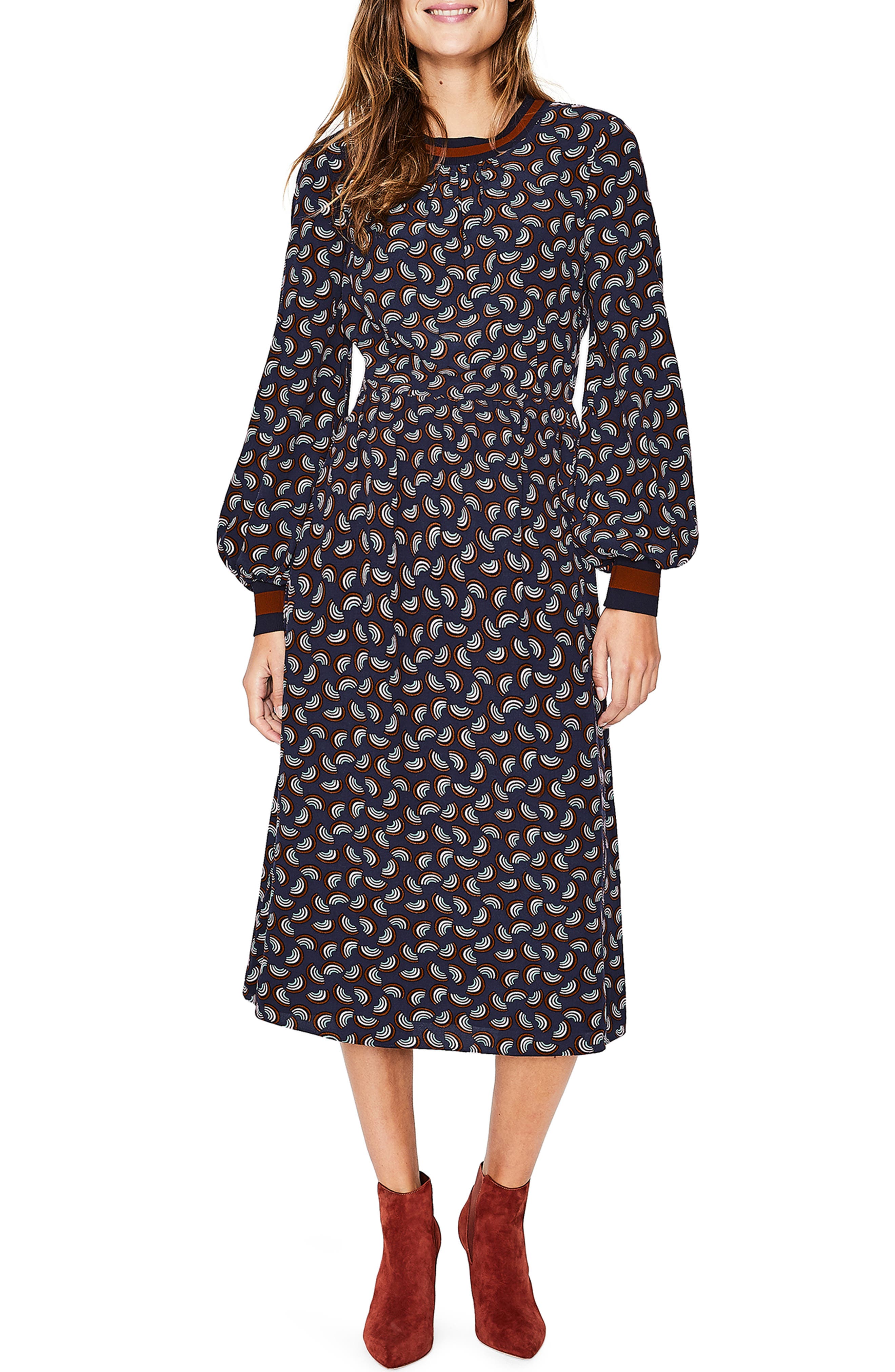 Petite Boden Roberta Midi Dress, Blue