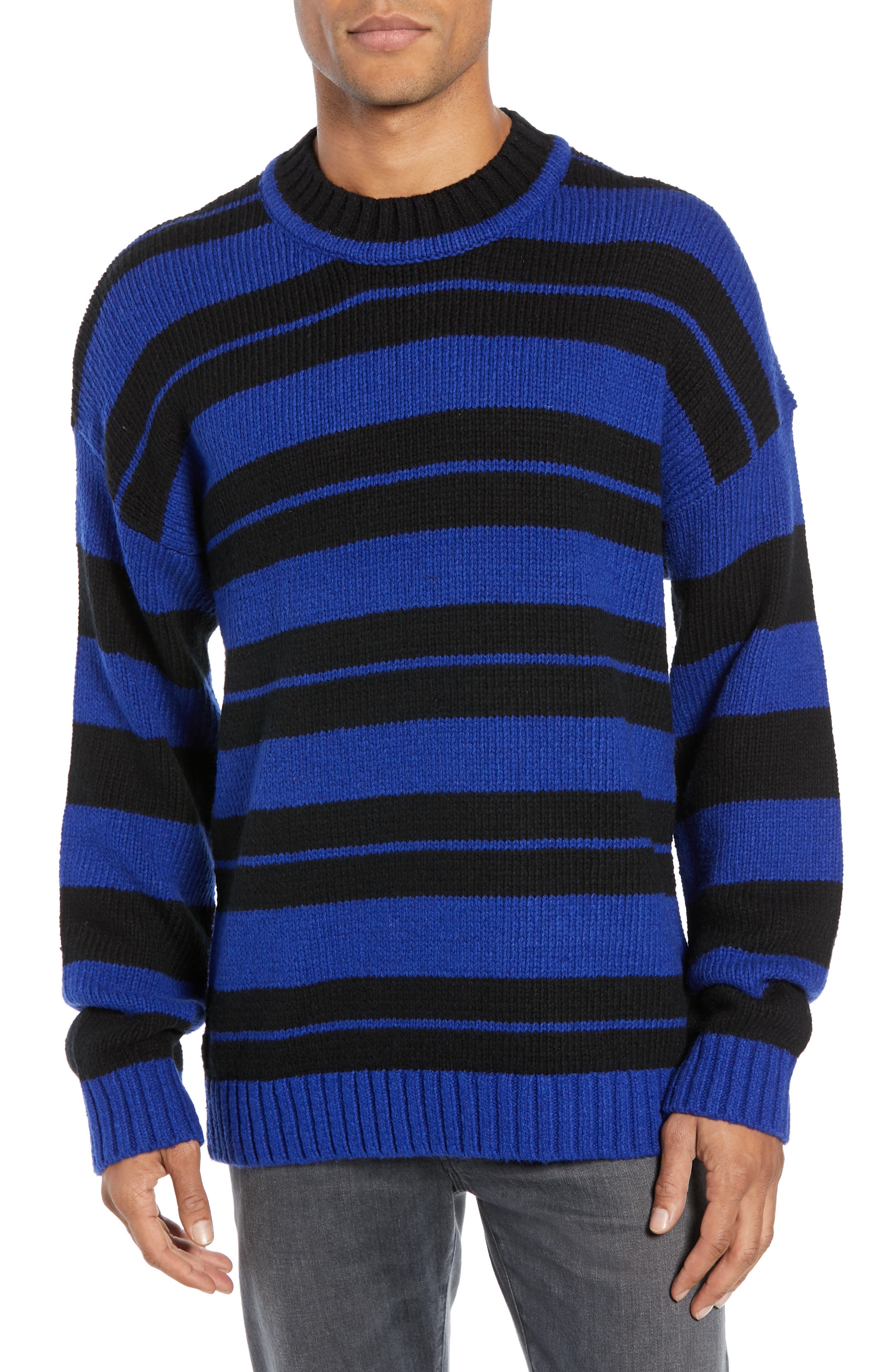 French Connection Regular Fit Varsity Stripe Sweater, Blue