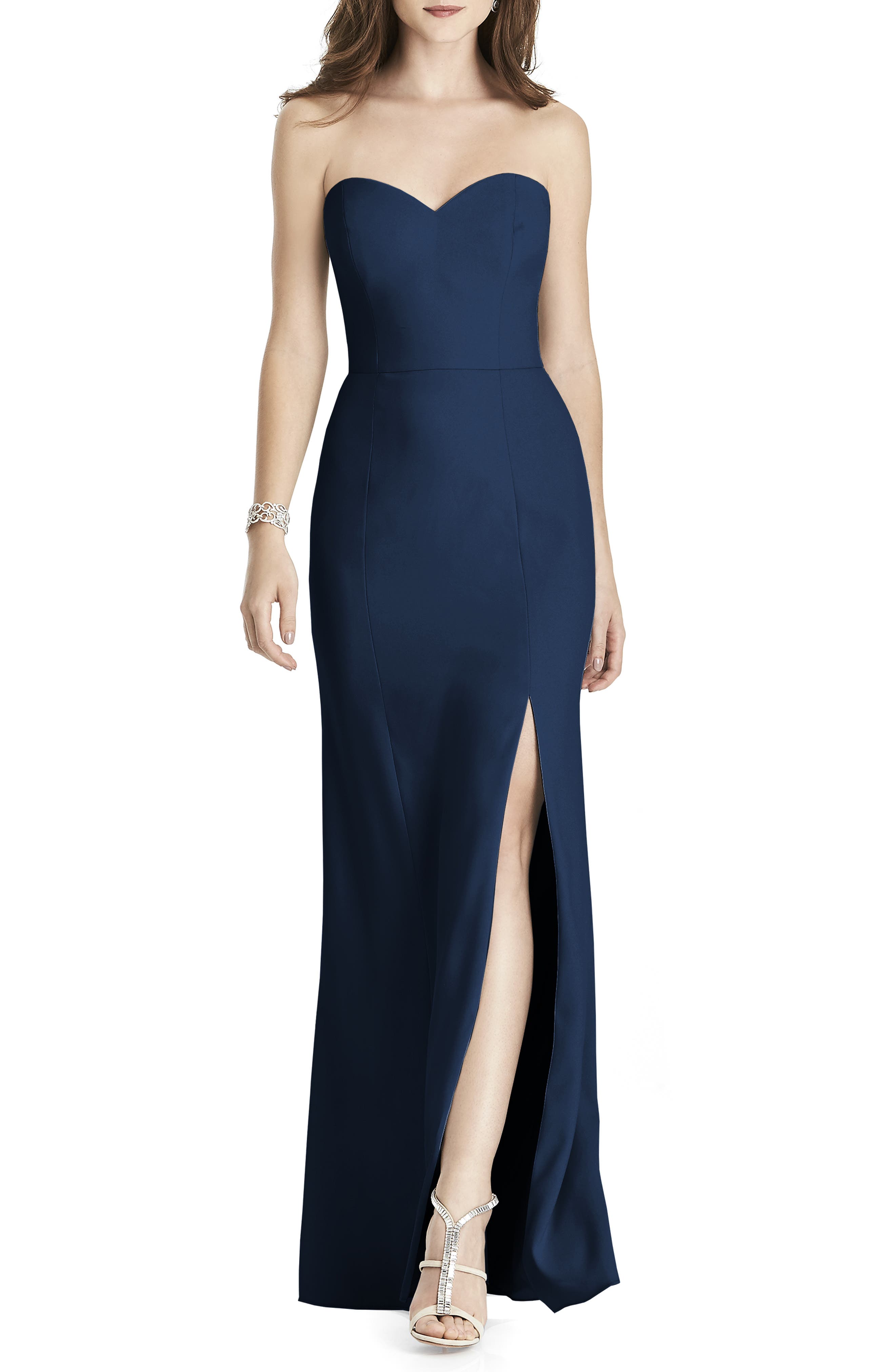 After Six Strapless Crepe Trumpet Gown, Blue