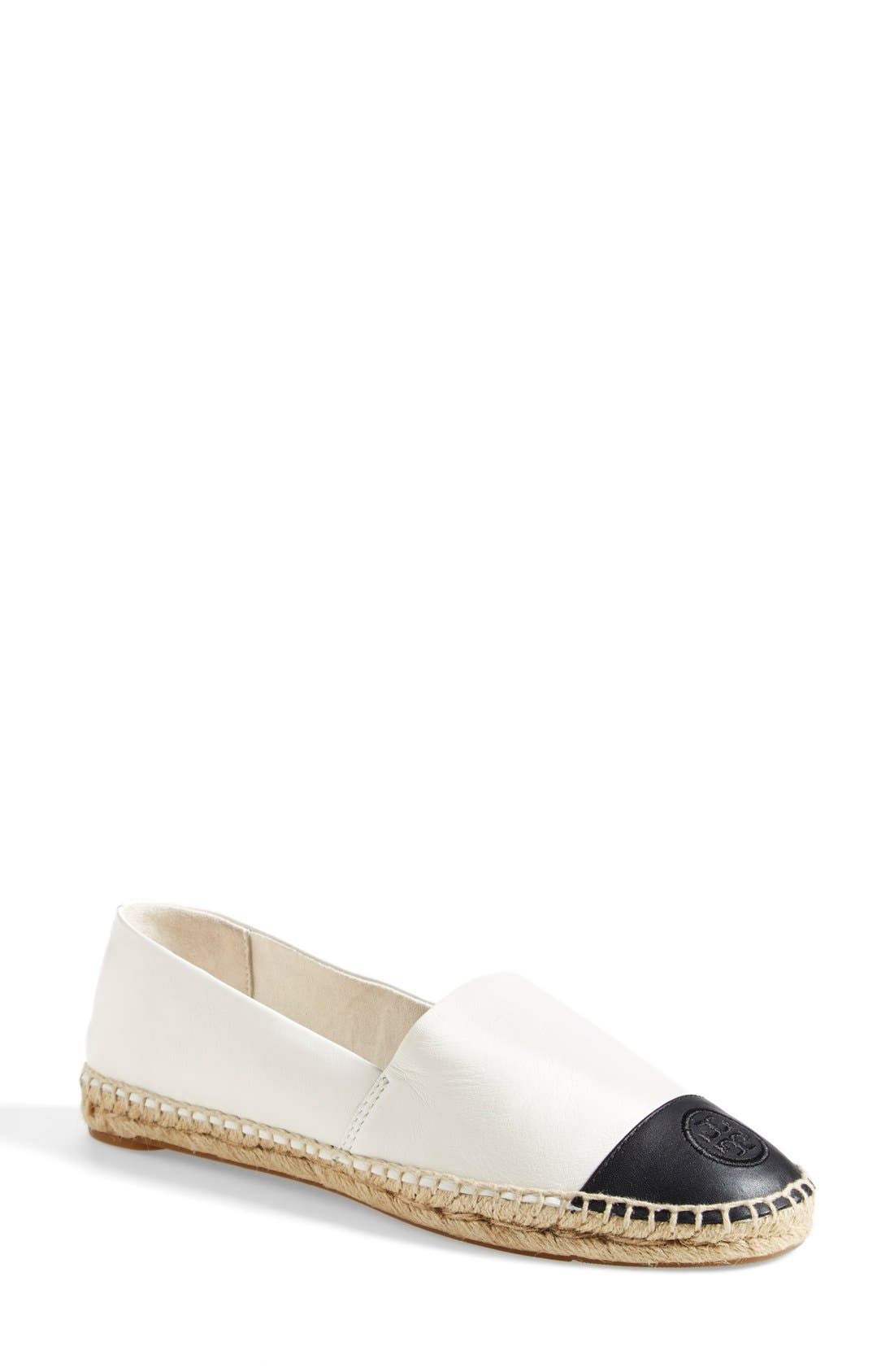 TORY BURCH Colorblock Espadrille Flat, Main, color, IVORY/ BLACK