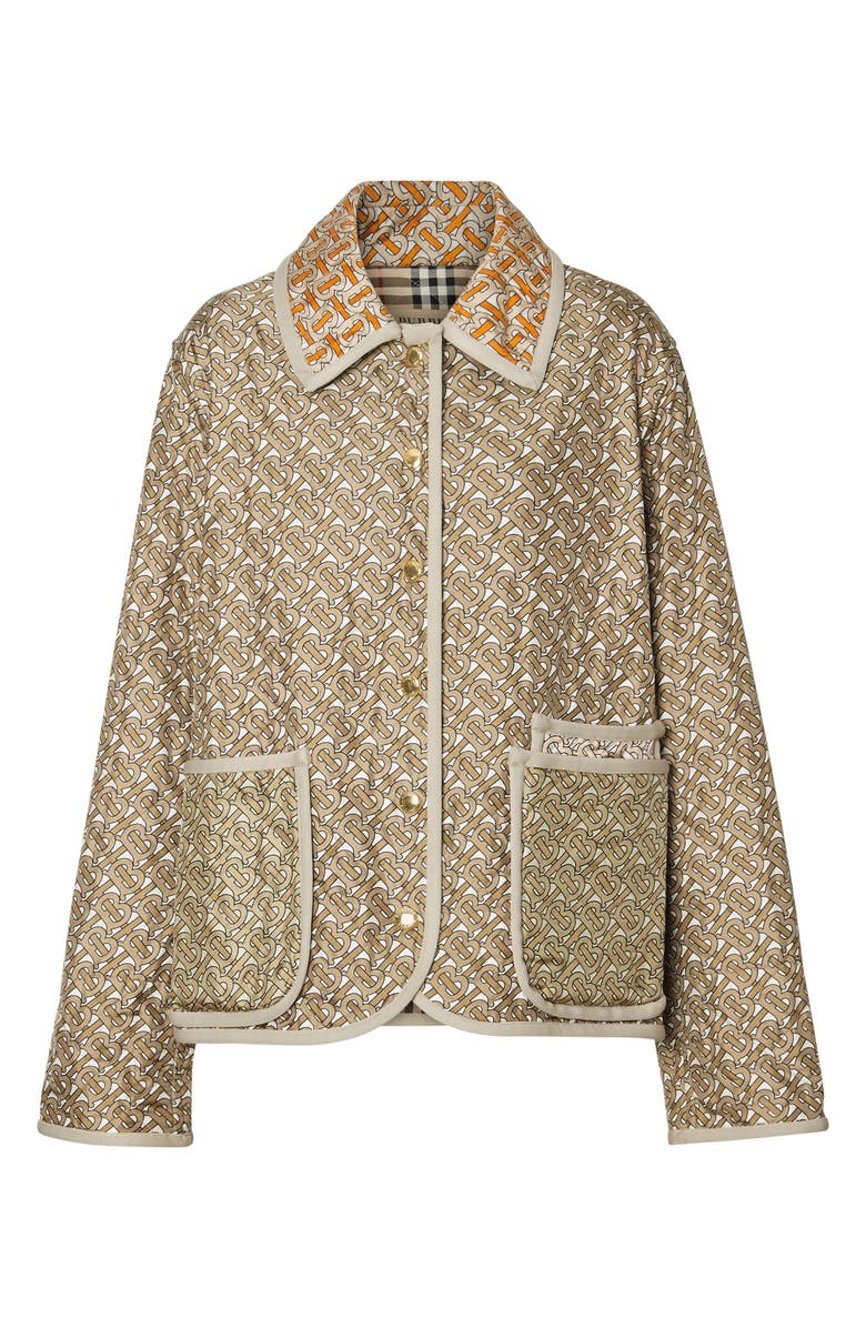 BURBERRY MONOGRAM LOGO PRINT QUILTED SILK JACKET,4560876