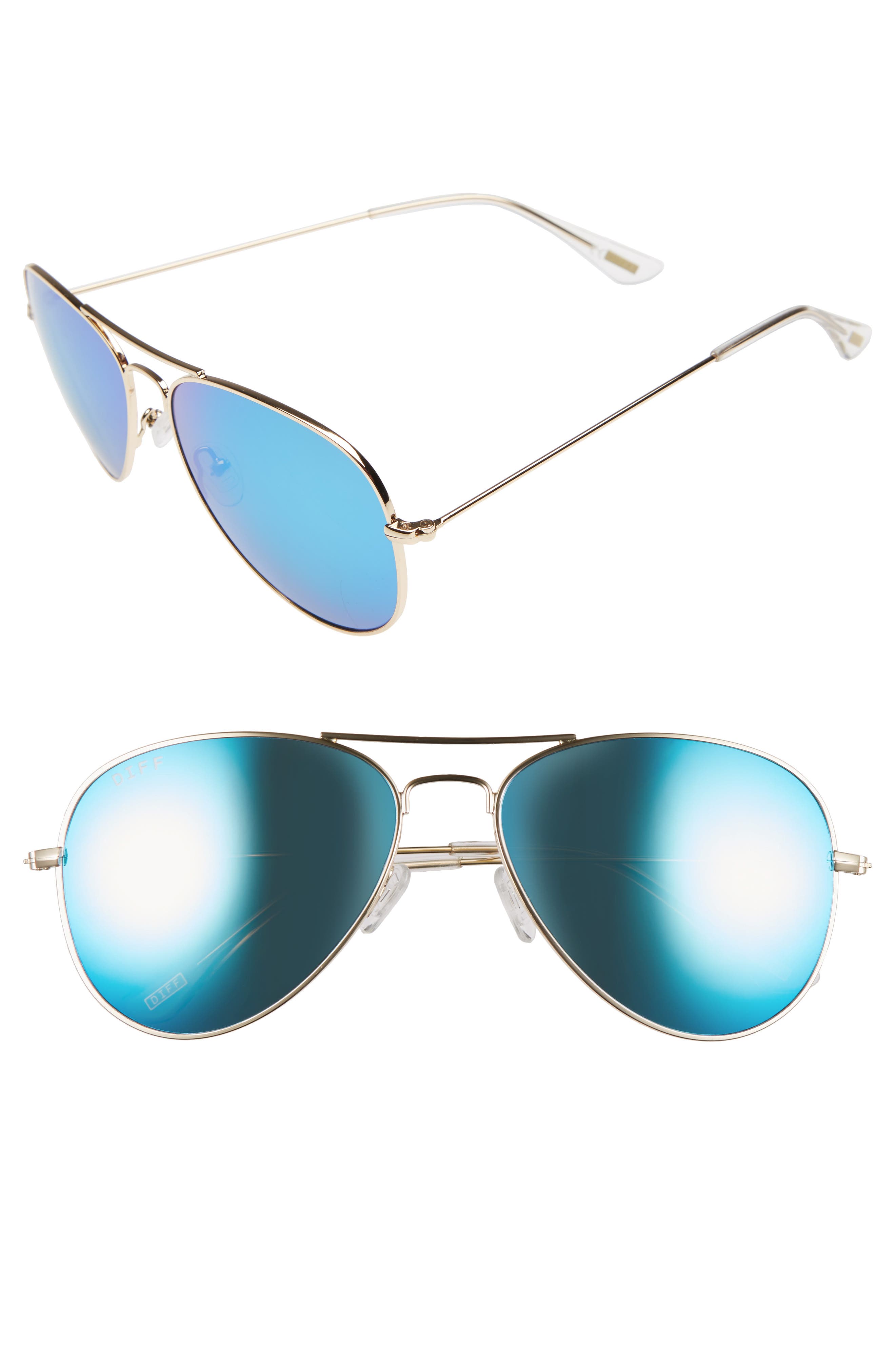 DIFF Cruz 57mm Metal Aviator Sunglasses Nordstrom