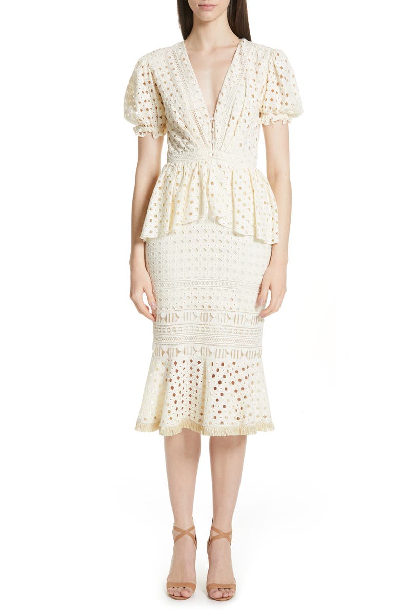 Johanna Ortiz Dresses LOVERS BRIDGE PEPLUM EYELET DRESS