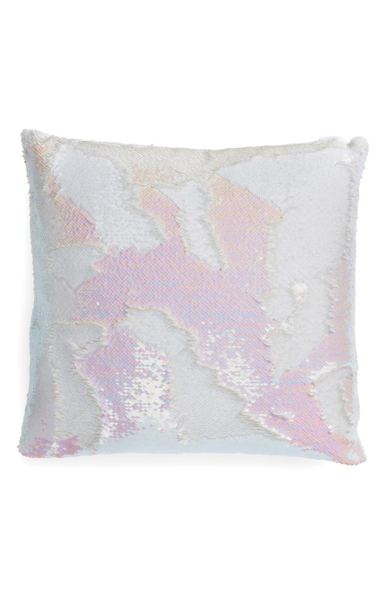 LEVTEX Iridescent Sequin Accent Pillow, Main, color, IVORY