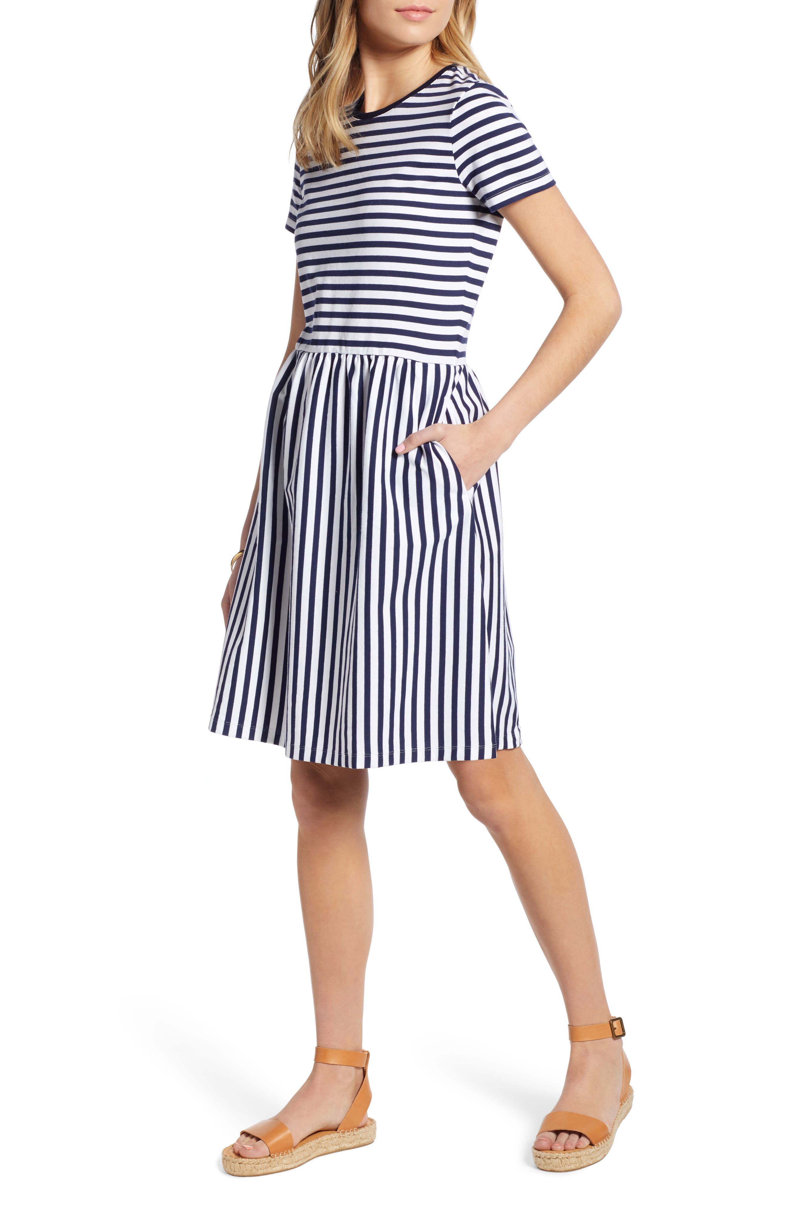 Petite 1901 Stripe T-Shirt Dress, Blue