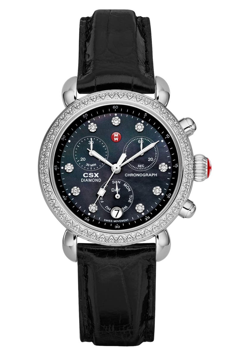 MICHELE 18MM ALLIGATOR WATCH STRAP,MS18AA010112