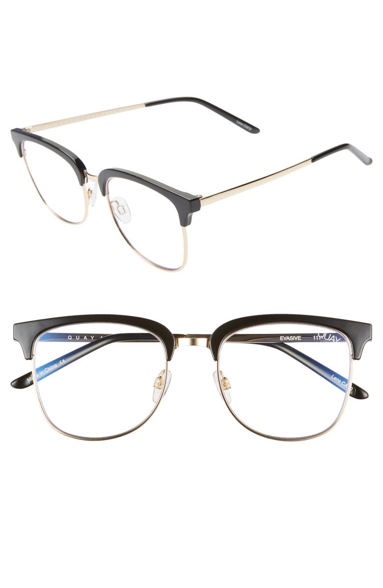 Quay Glasses EVASIVE 52MM BLUE LIGHT BLOCKING GLASSES - BLACK/ GOLD
