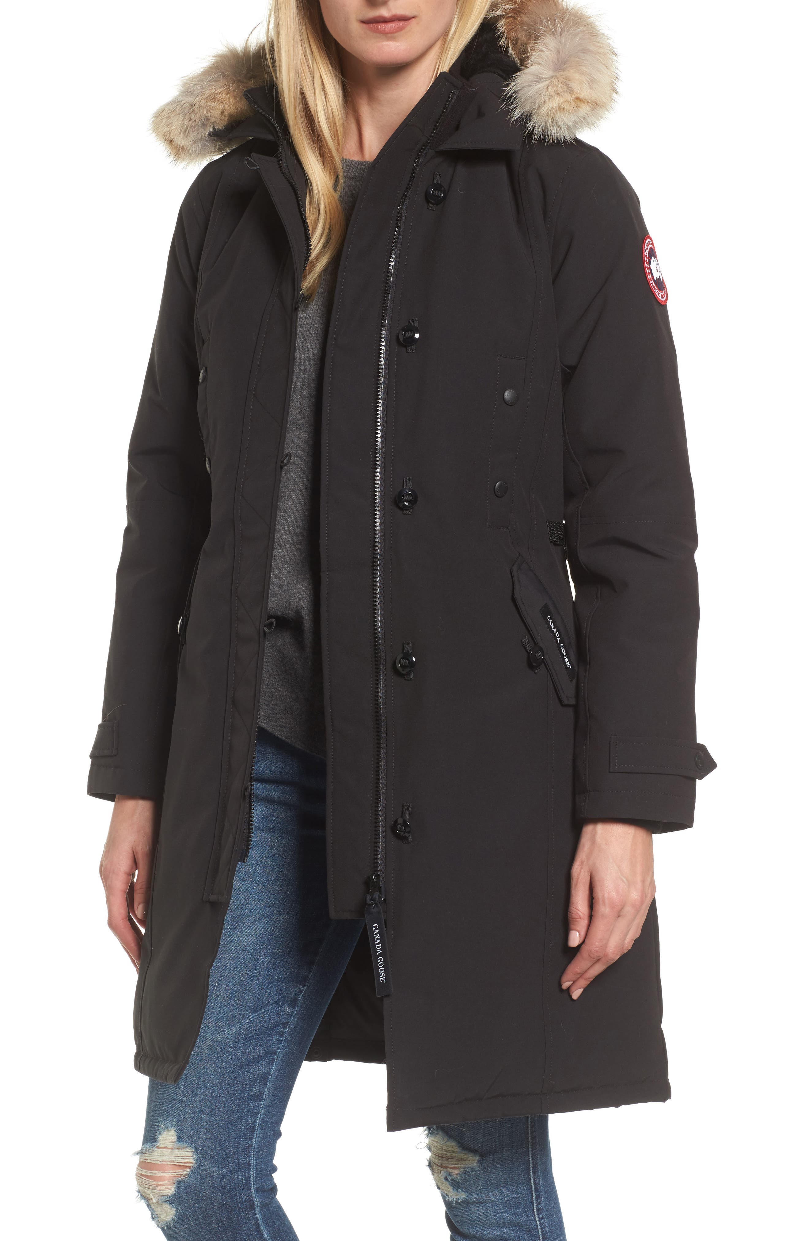 Kensington slim fit down parka with genuine coyote fur trim canada goose Clearance