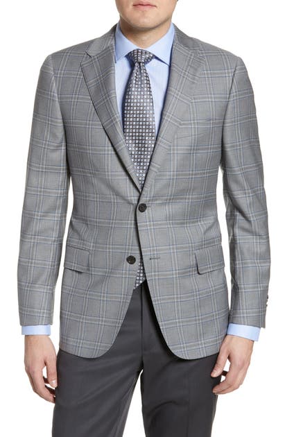 Click to view more detailed imagery on our partner's website Hickey Freeman Classic Fit Plaid Wool Sport Coat In Pewter Grey
