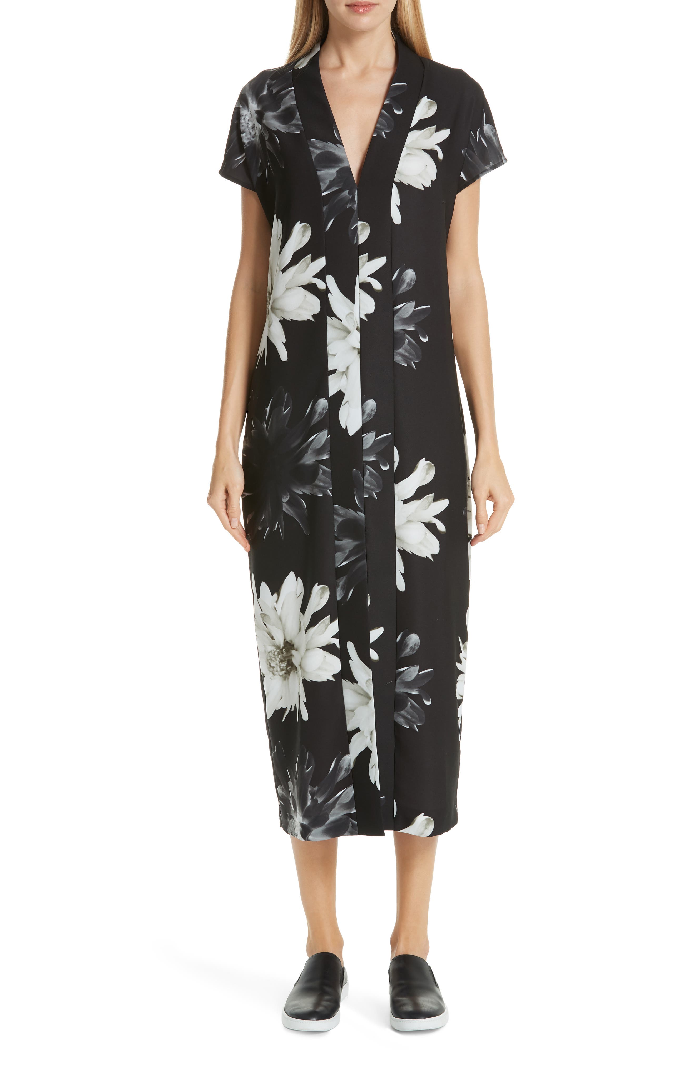 Fuzzi Floral Midi Dress, US / 44 IT - Black