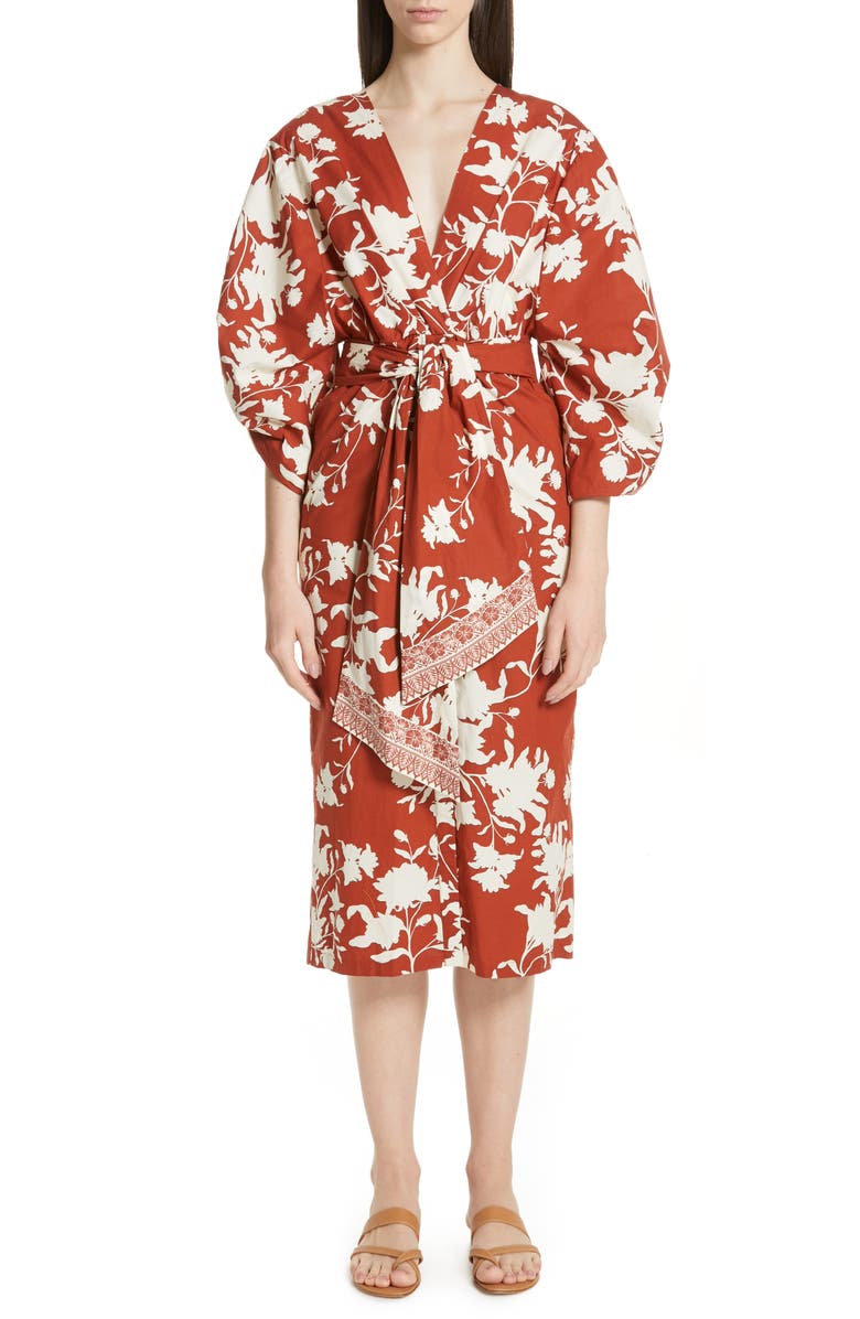 Johanna Ortiz Dresses TIE FRONT BLOOM PRINT COTTON DRESS