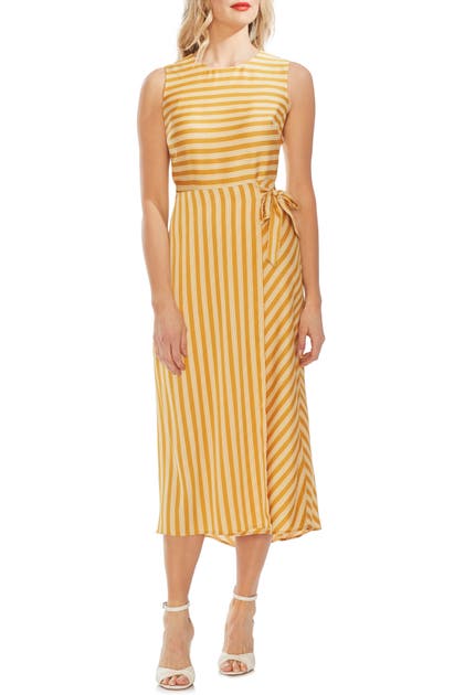 Vince Camuto Dresses BAY STRIPE SIDE TIE MIDI DRESS