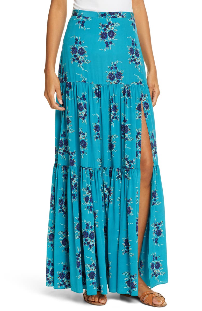 Veronica Beard Skirts SERENCE FLORAL PRINT SILK MAXI SKIRT