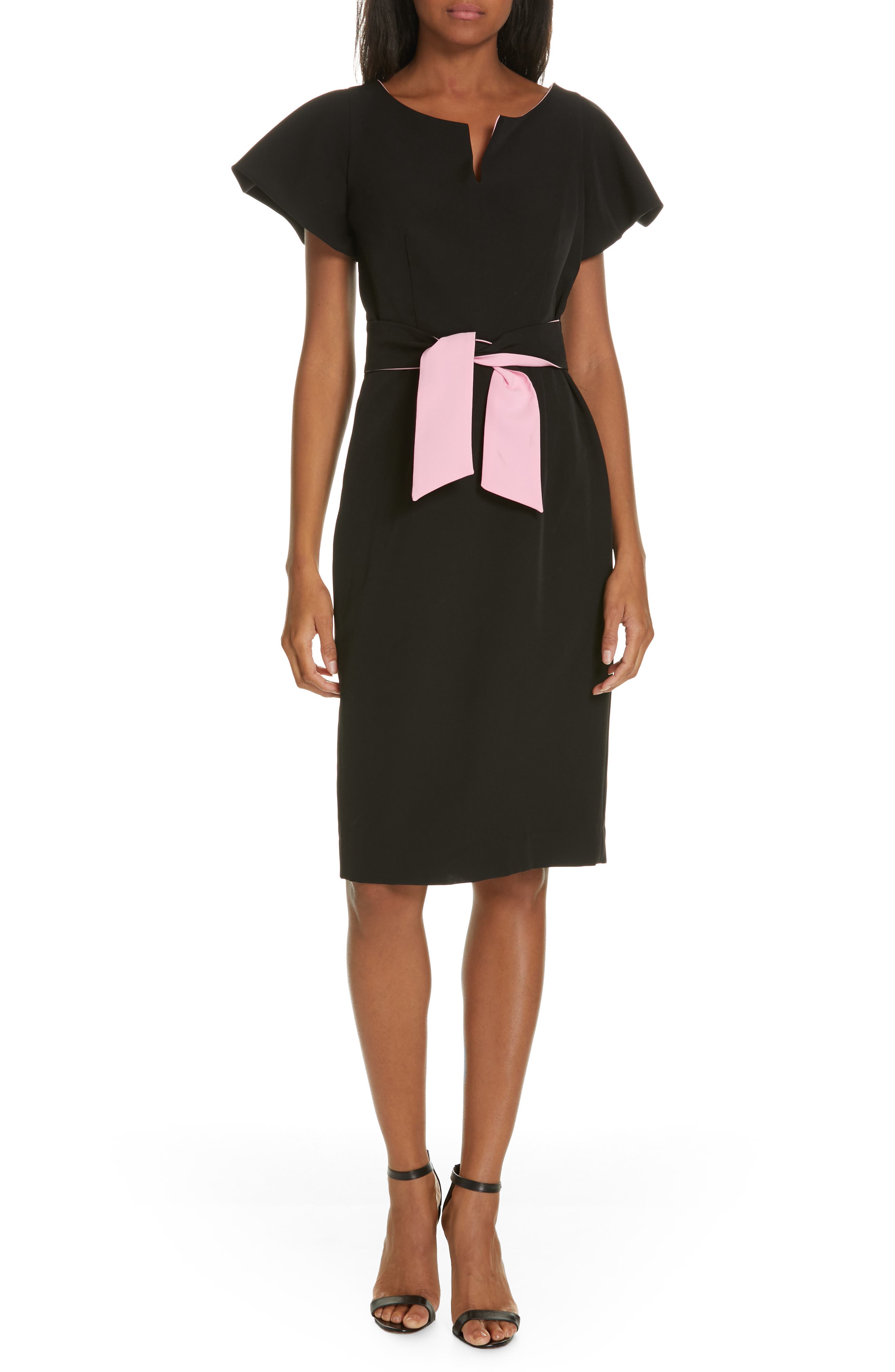 Milly Tina Italian Cady Belted Dress, Black