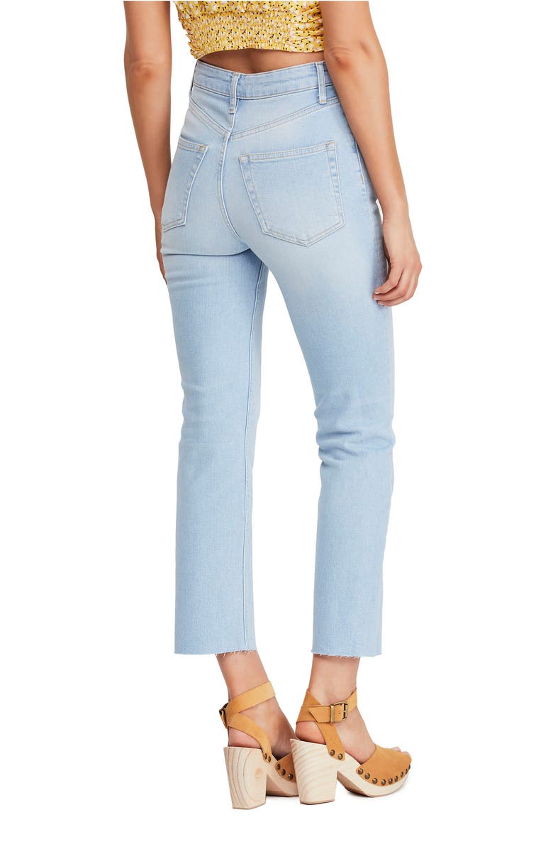 FREE PEOPLE High Waist Slim Straight Leg Jeans, Alternate, color, LIGHT DENIM