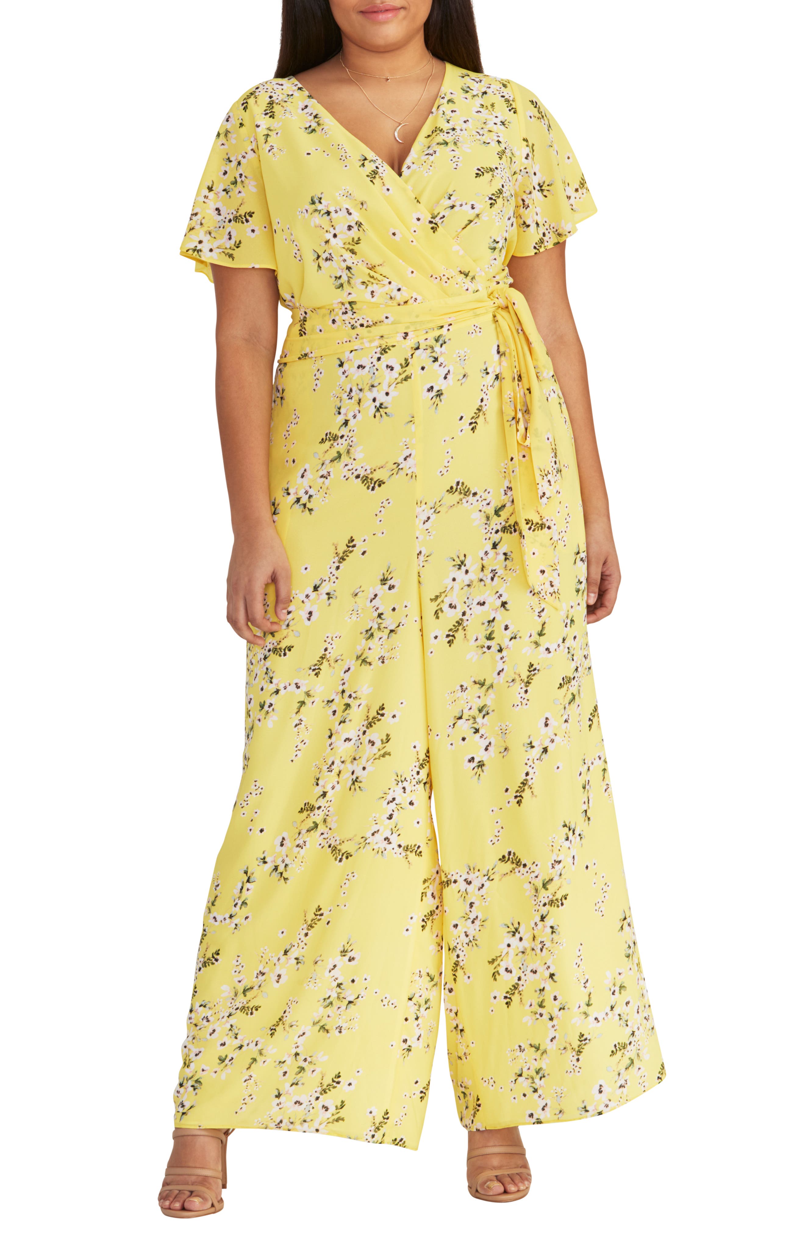 Plus Size Rachel Rachel Roy Floral Tie Waist Jumpsuit, Blue
