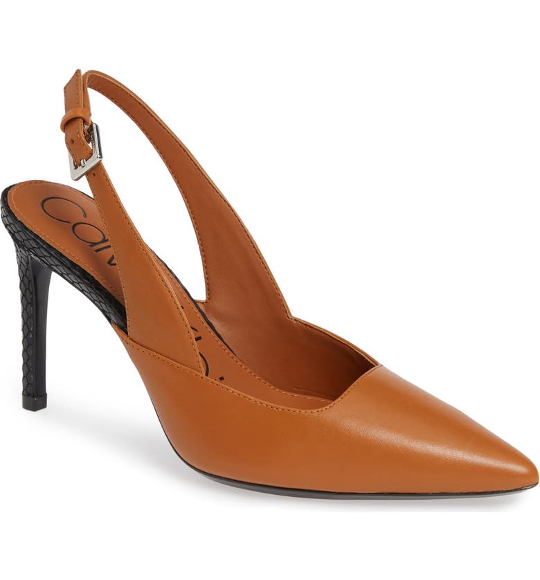 Shop Calvin Klein Rielle Slingback Pump In Vachetta Leather