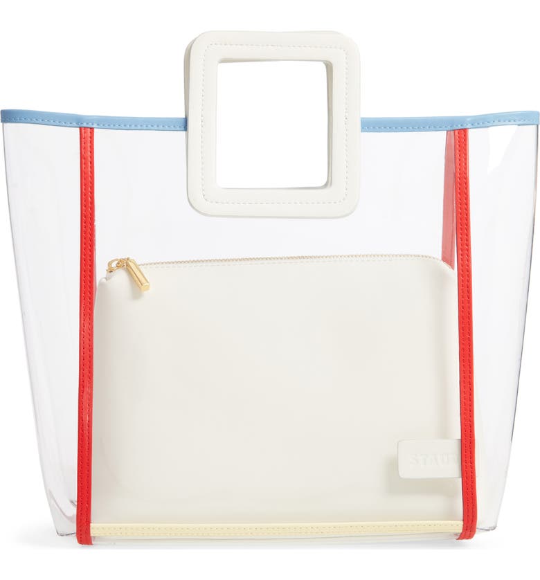 Staud Bags SHIRLEY FRAMED TRANSPARENT HANDBAG - WHITE